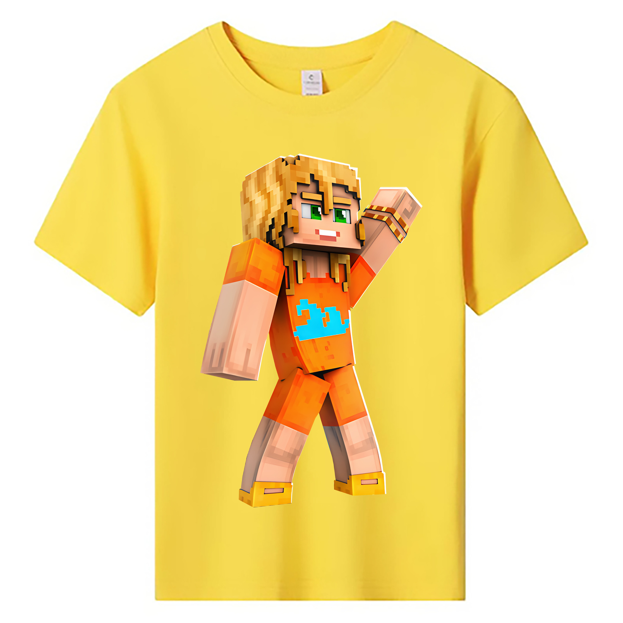 （画像用） マインクラフト ブロックの世界 Minecraft MC Block world 綿100％キッズTシャツ（フロントプリント）
