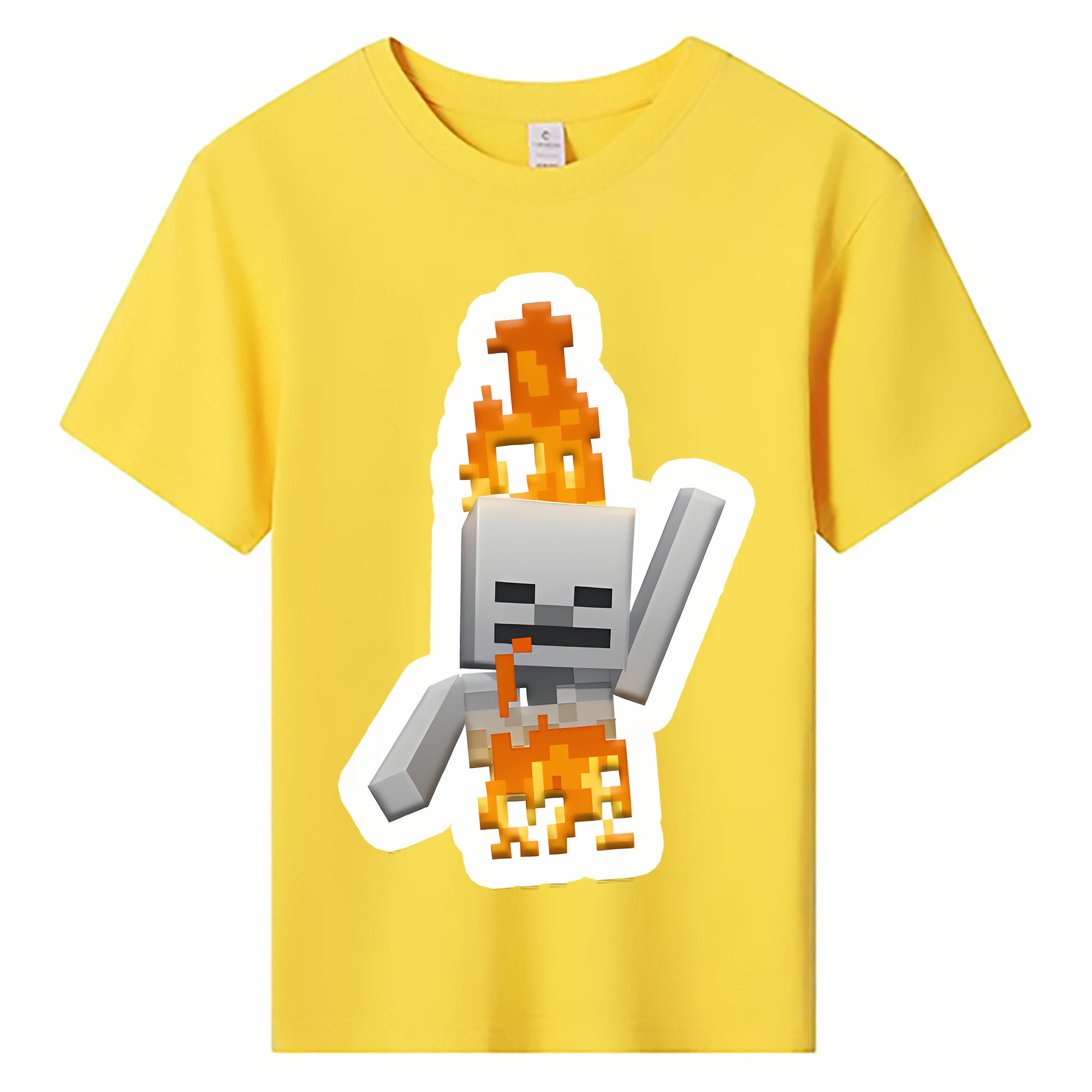 （画像用） マインクラフト ブロックの世界 Minecraft MC Block world 綿100％キッズTシャツ（フロントプリント）