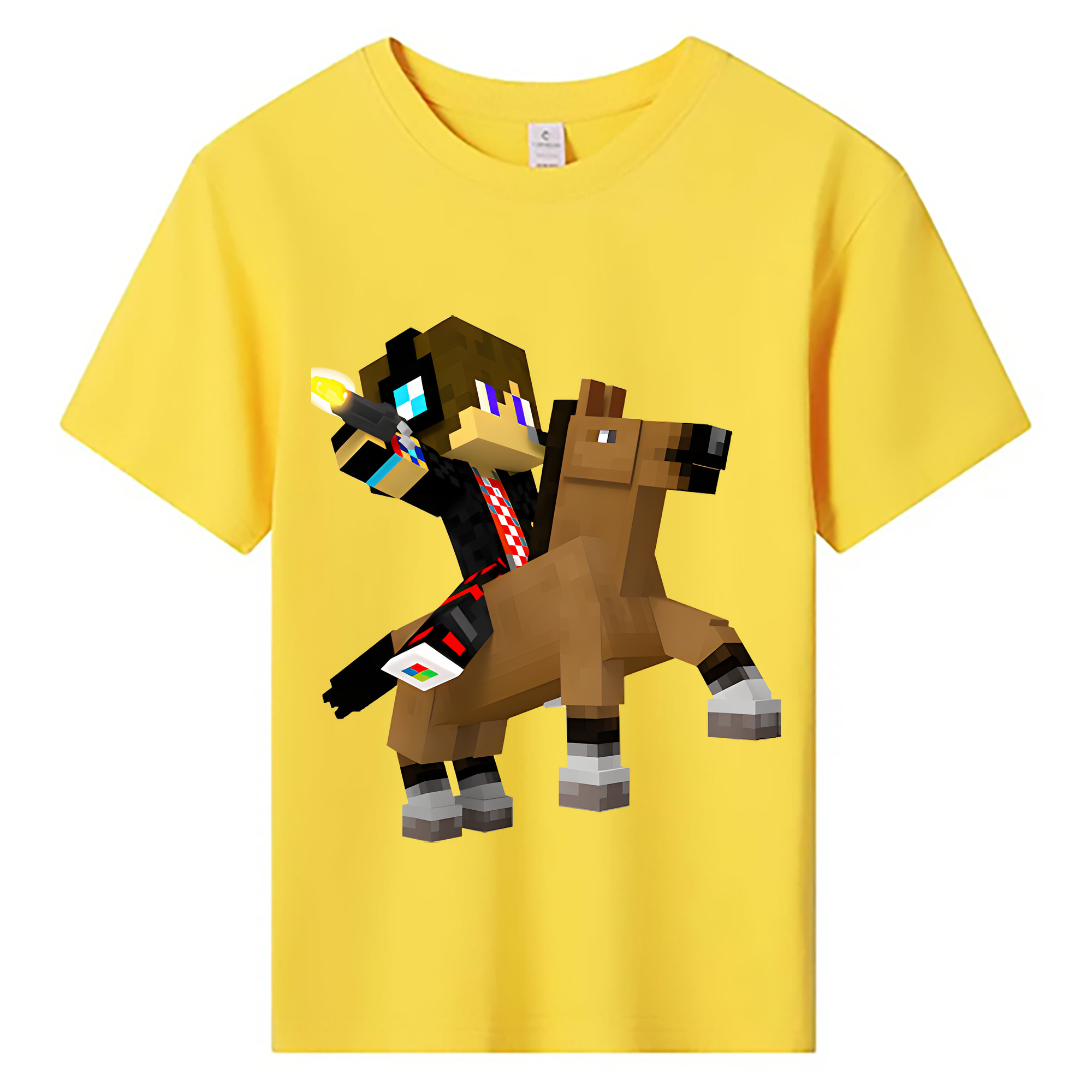 （画像用） マインクラフト ブロックの世界 Minecraft MC Block world 綿100％キッズTシャツ（フロントプリント）