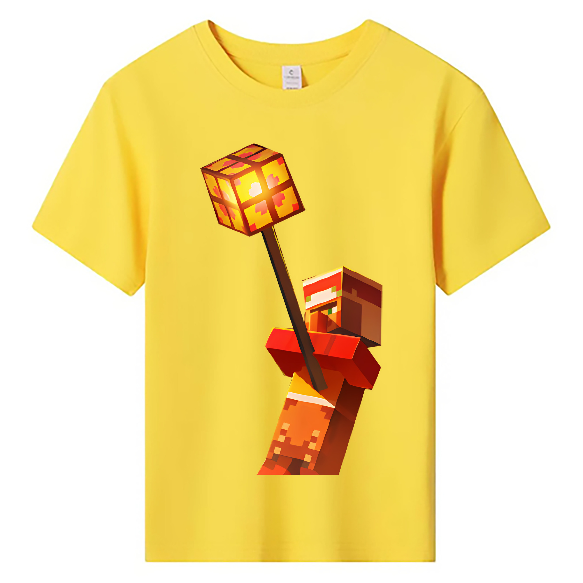 （画像用） マインクラフト ブロックの世界 Minecraft MC Block world 綿100％キッズTシャツ（フロントプリント）