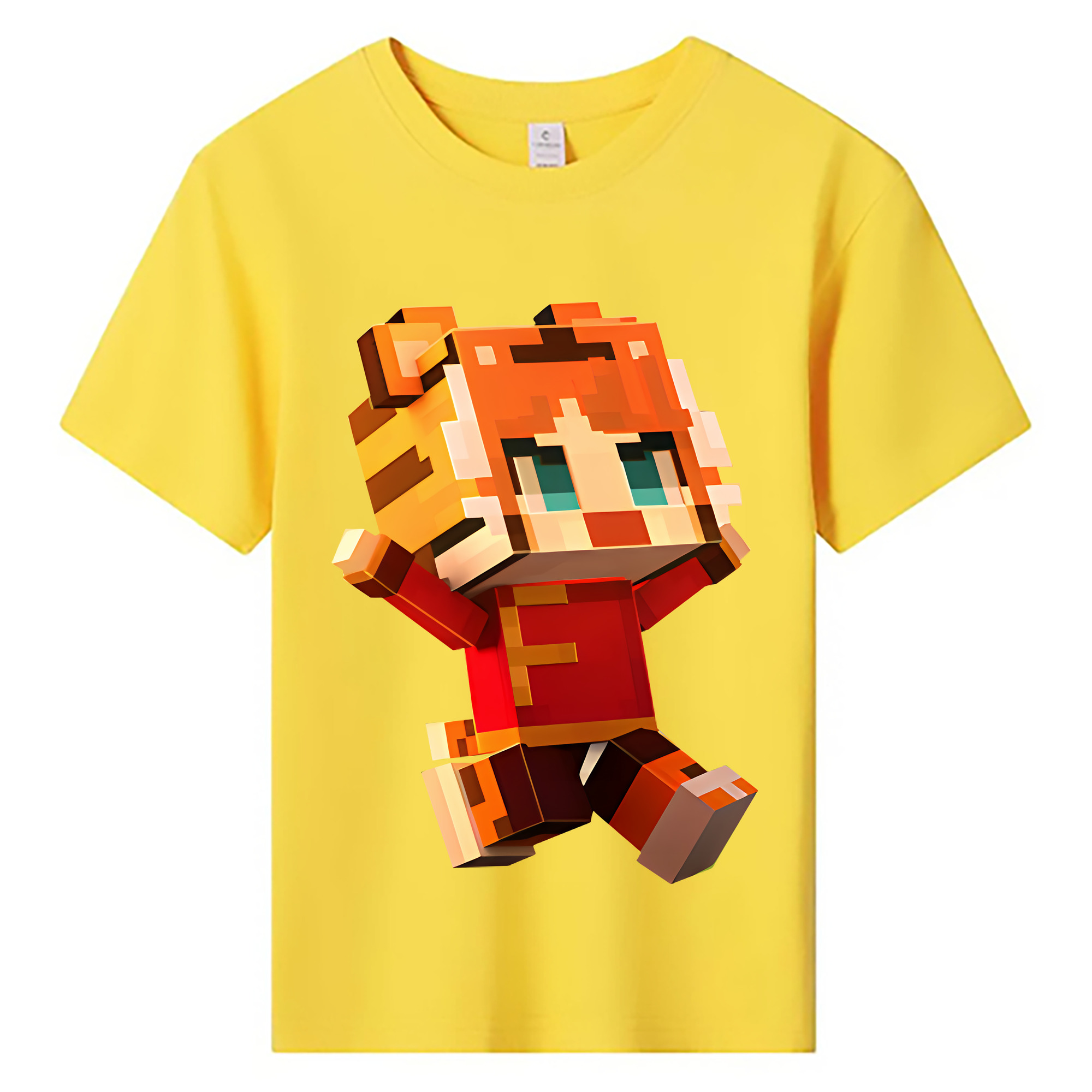 （画像用） マインクラフト ブロックの世界 Minecraft MC Block world 綿100％キッズTシャツ（フロントプリント）