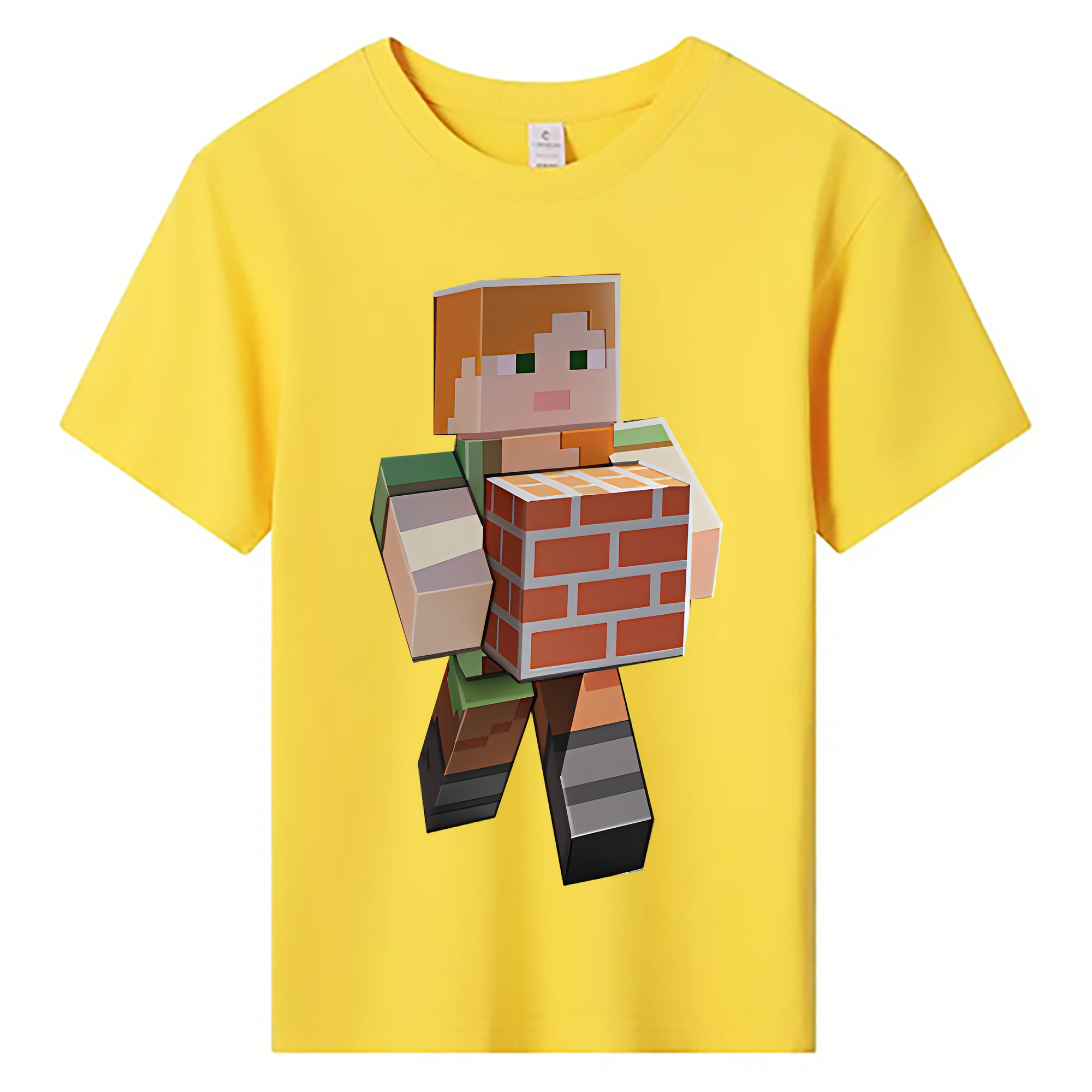 （画像用） マインクラフト ブロックの世界 Minecraft MC Block world 綿100％キッズTシャツ（フロントプリント）