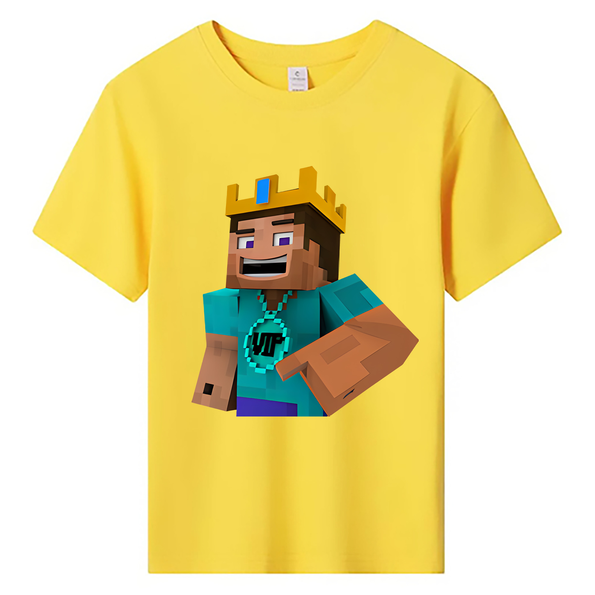（画像用） マインクラフト ブロックの世界 Minecraft MC Block world 綿100％キッズTシャツ（フロントプリント）