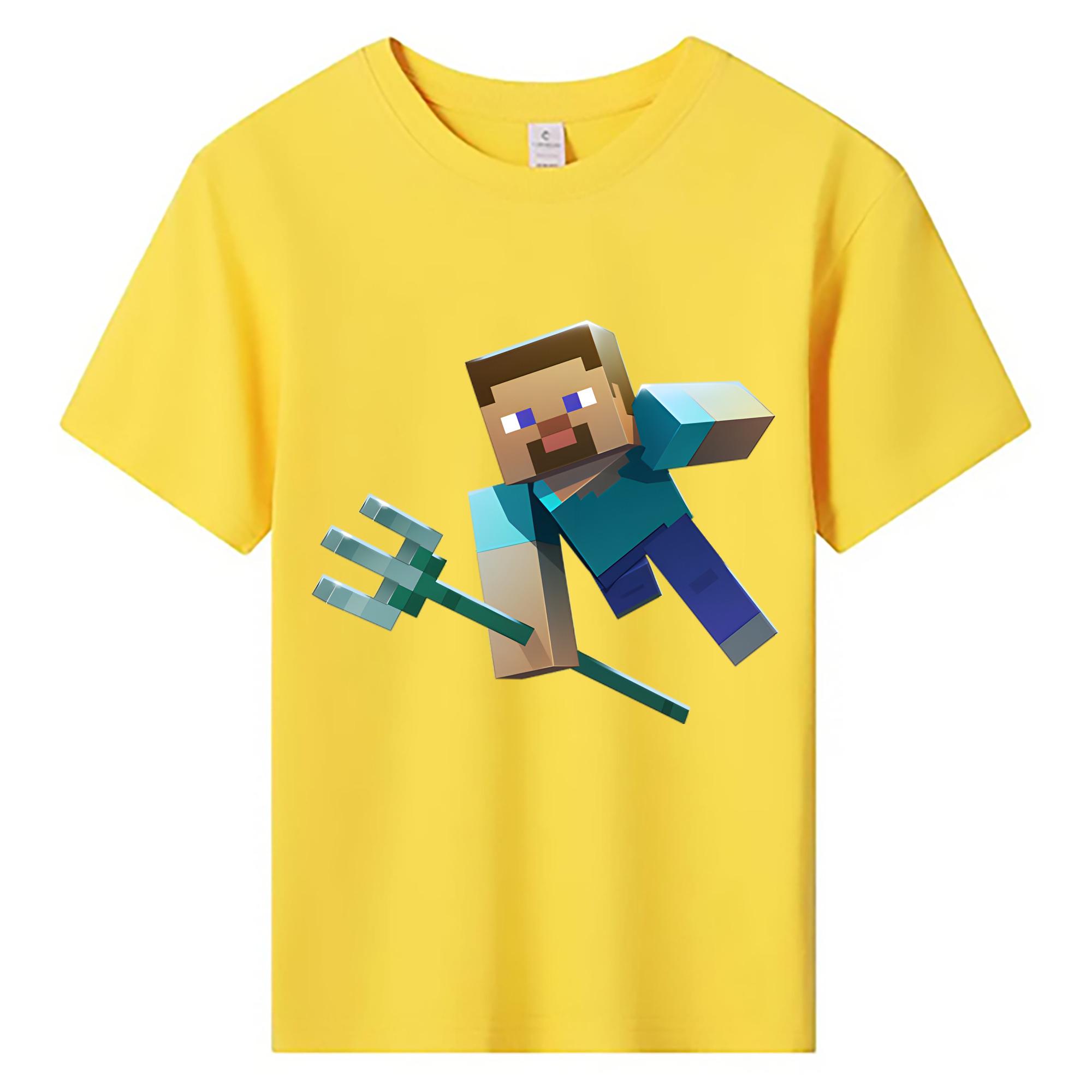（画像用） マインクラフト ブロックの世界 Minecraft MC Block world 綿100％キッズTシャツ（フロントプリント）