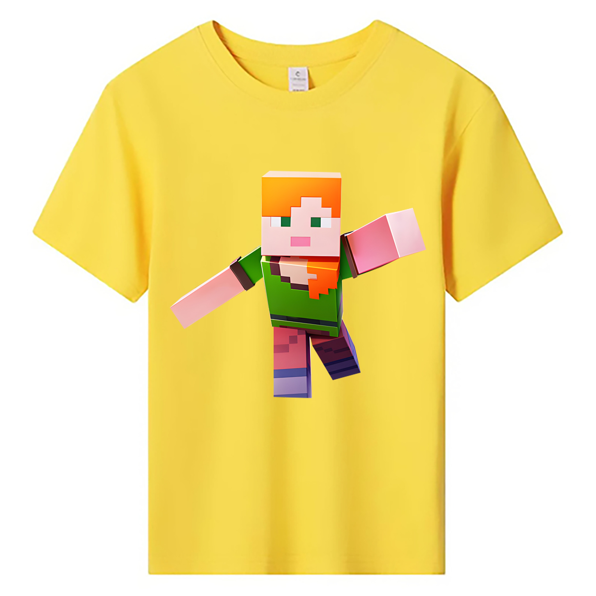 （画像用） マインクラフト ブロックの世界 Minecraft MC Block world 綿100％キッズTシャツ（フロントプリント）