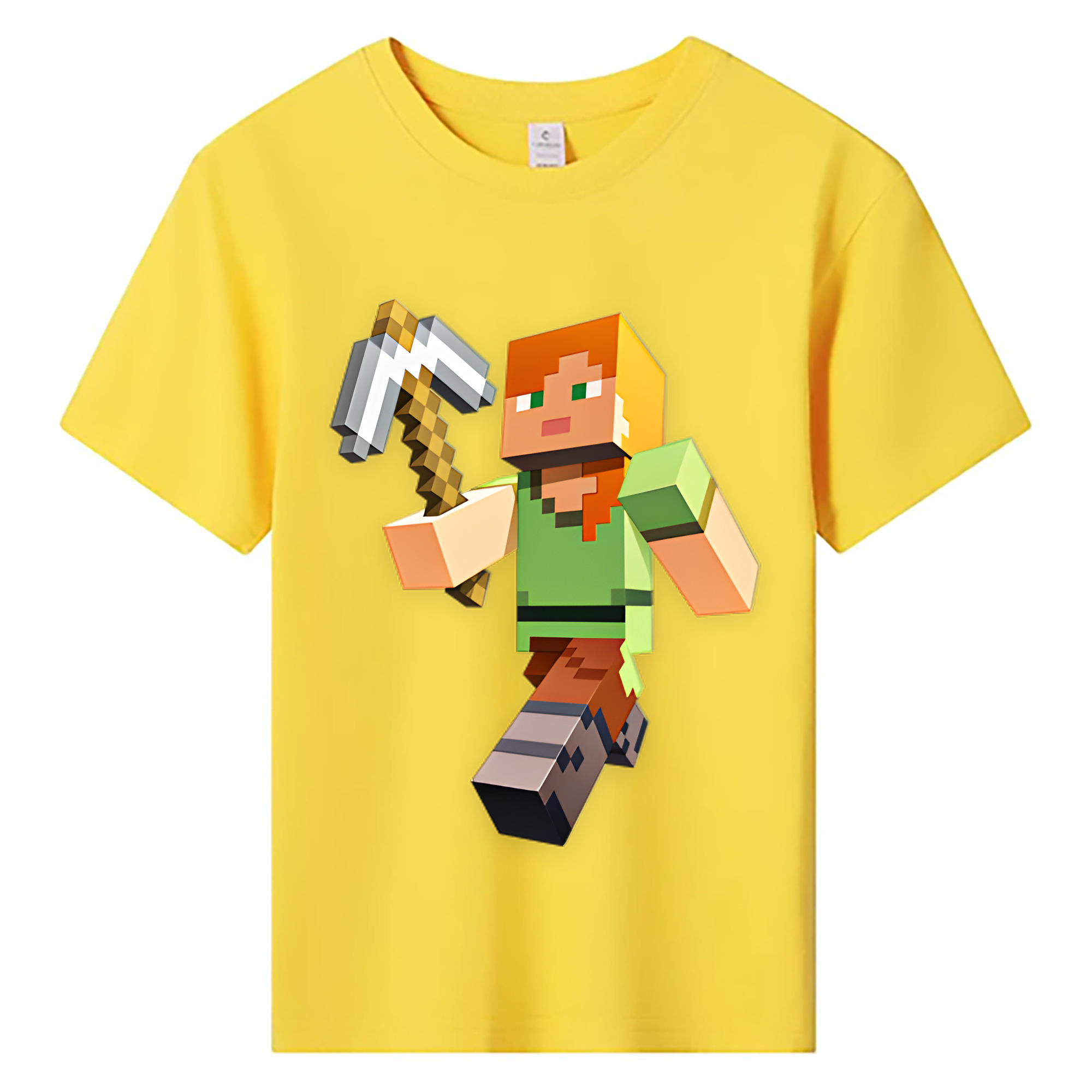 （画像用） マインクラフト ブロックの世界 Minecraft MC Block world 綿100％キッズTシャツ（フロントプリント）