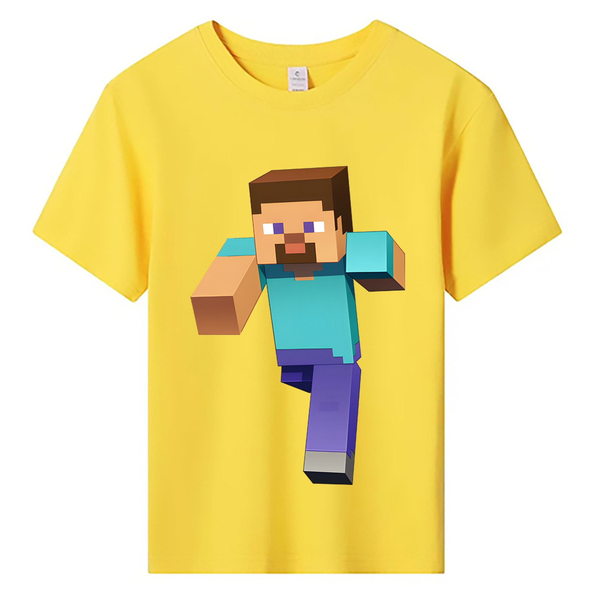 （画像用） マインクラフト ブロックの世界 Minecraft MC Block world 綿100％キッズTシャツ（フロントプリント）
