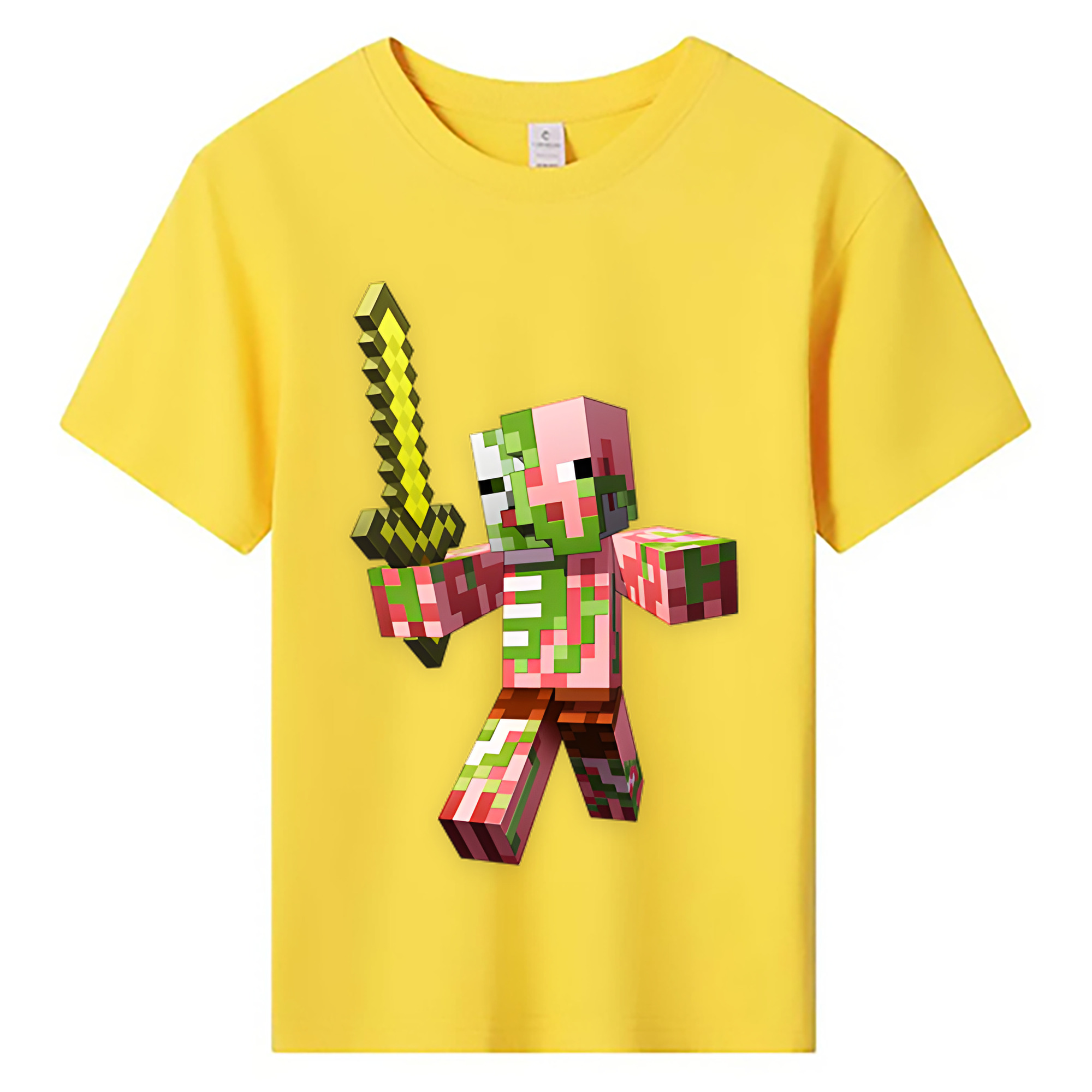 （画像用） マインクラフト ブロックの世界 Minecraft MC Block world 綿100％キッズTシャツ（フロントプリント）