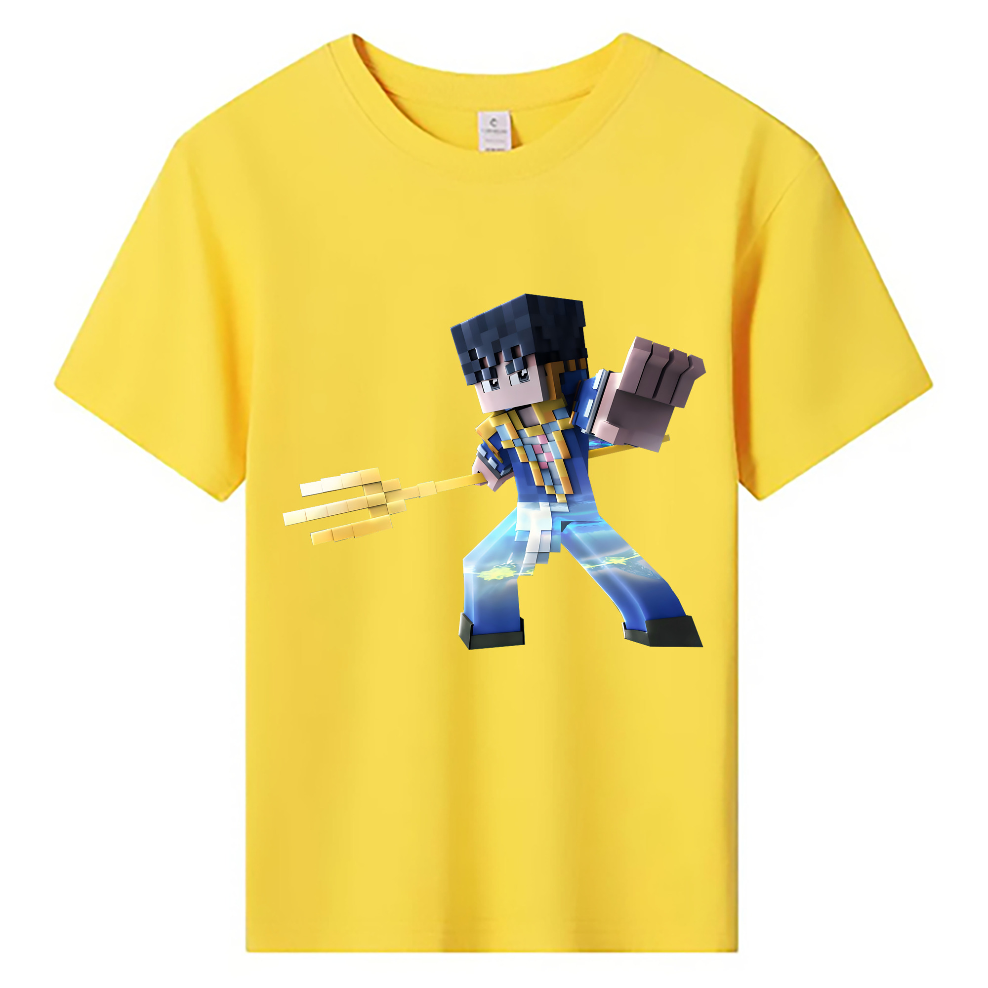 （画像用） マインクラフト ブロックの世界 Minecraft MC Block world 綿100％キッズTシャツ（フロントプリント）