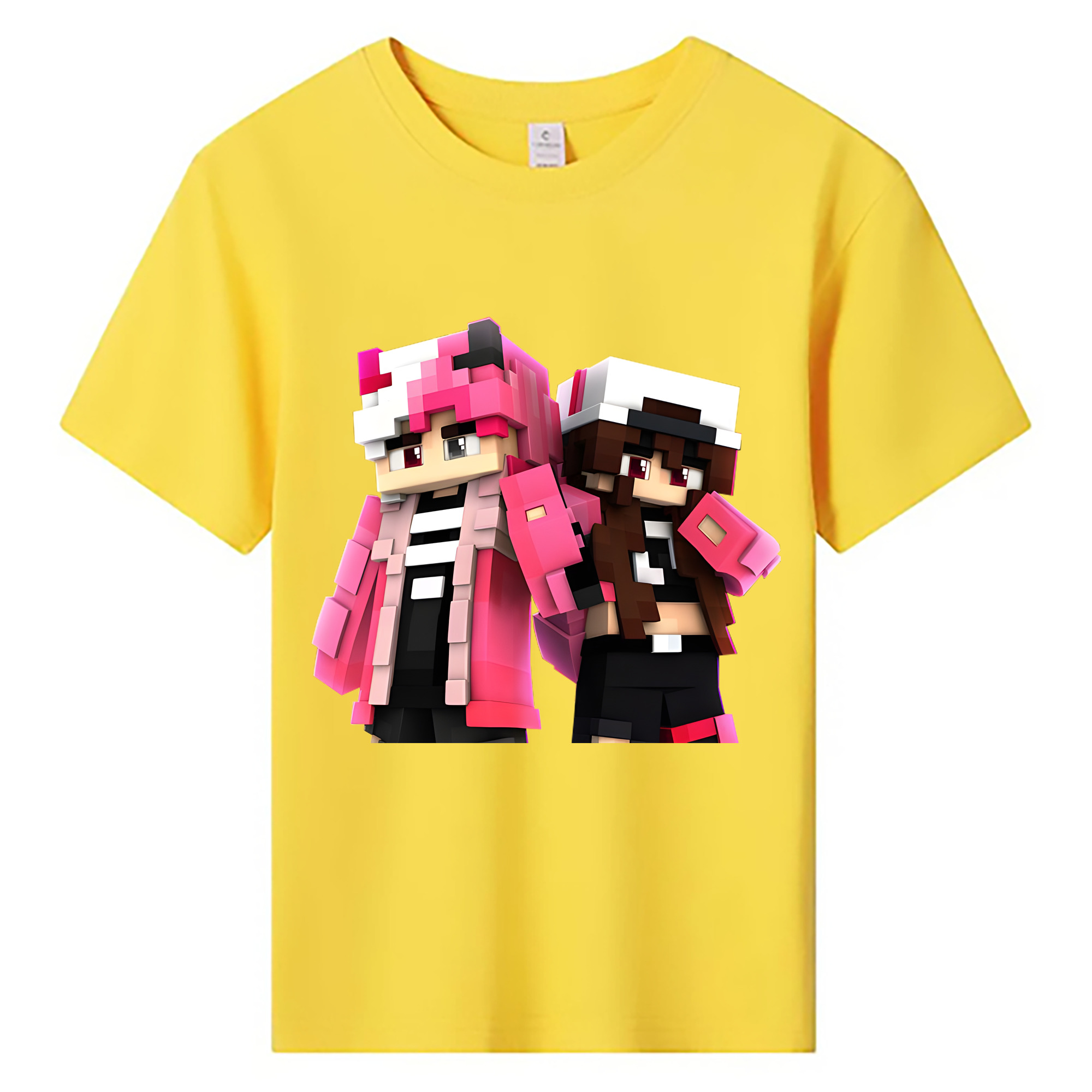 （画像用） マインクラフト ブロックの世界 Minecraft MC Block world 綿100％キッズTシャツ（フロントプリント）