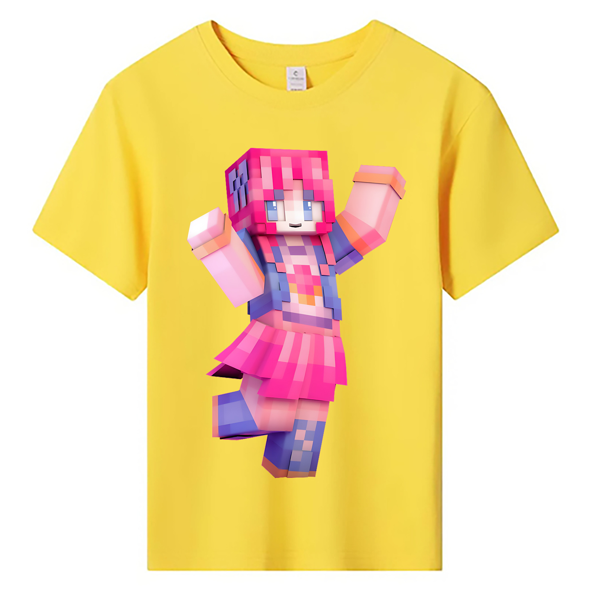 （画像用） マインクラフト ブロックの世界 Minecraft MC Block world 綿100％キッズTシャツ（フロントプリント）