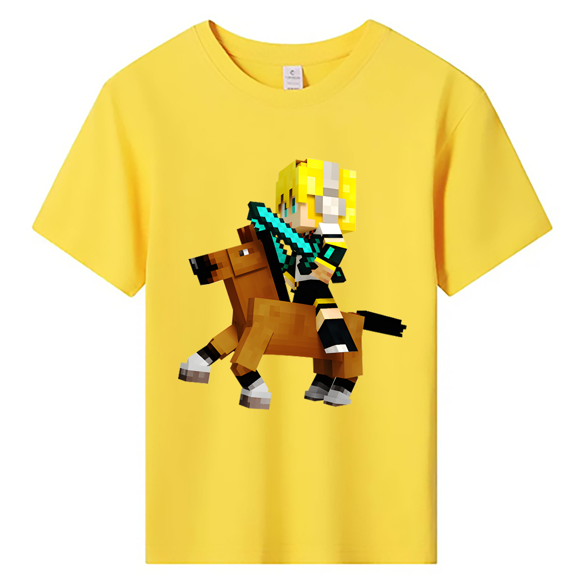 （画像用） マインクラフト ブロックの世界 Minecraft MC Block world 綿100％キッズTシャツ（フロントプリント）
