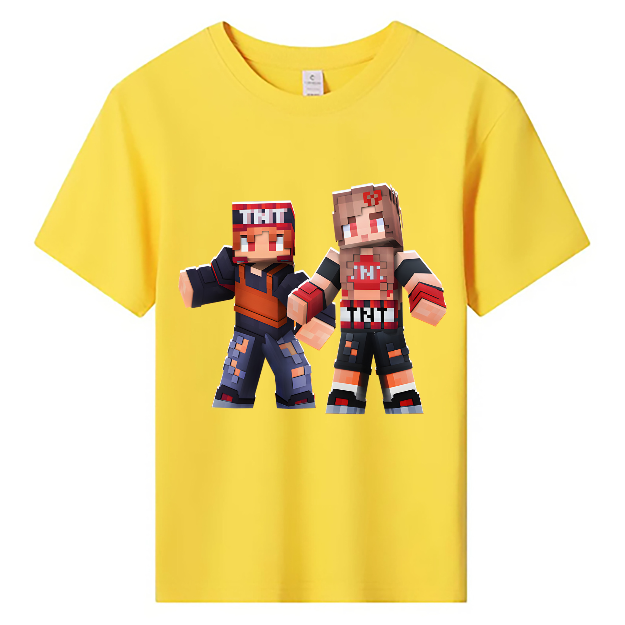 （画像用） マインクラフト ブロックの世界 Minecraft MC Block world 綿100％キッズTシャツ（フロントプリント）