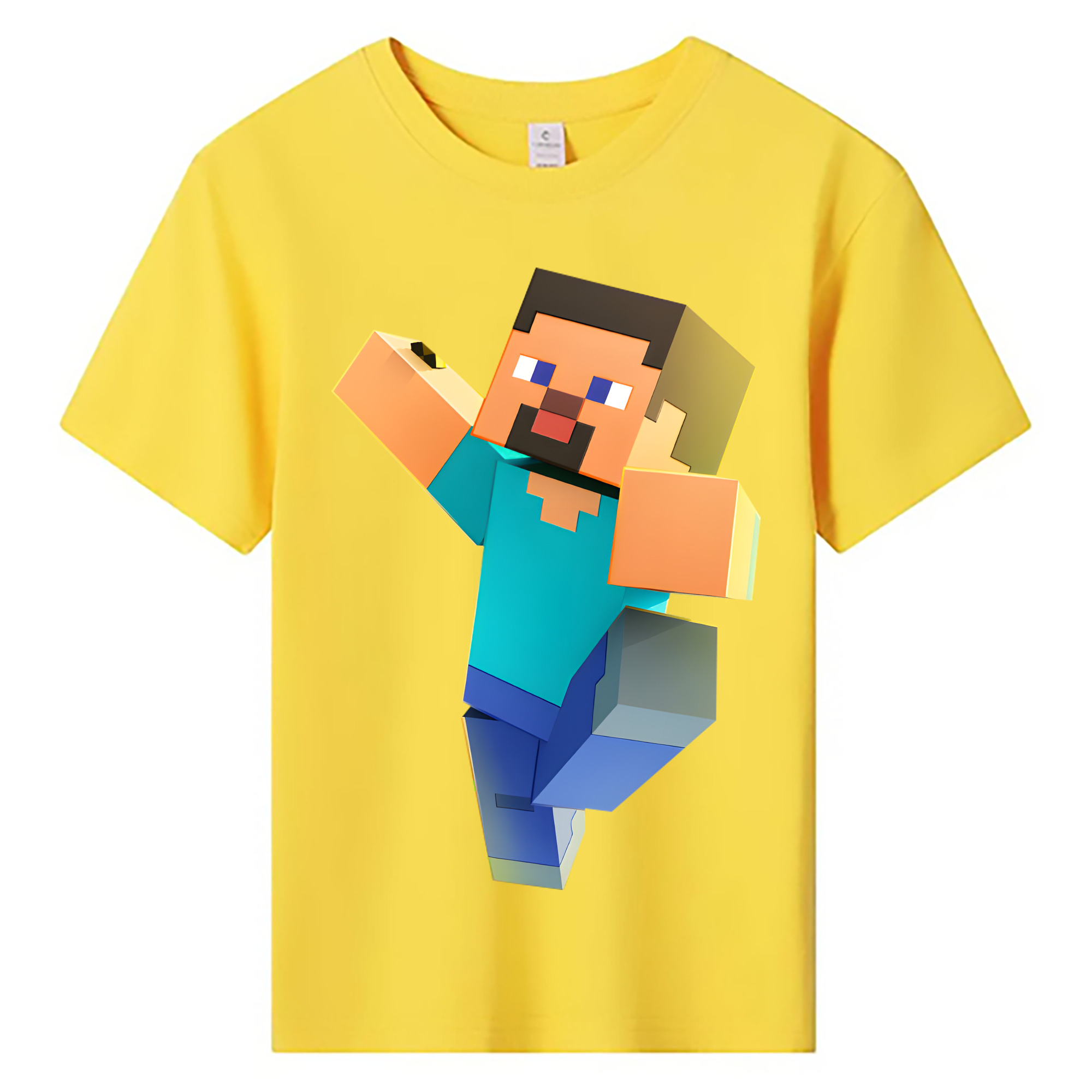 （画像用） マインクラフト ブロックの世界 Minecraft MC Block world 綿100％キッズTシャツ（フロントプリント）
