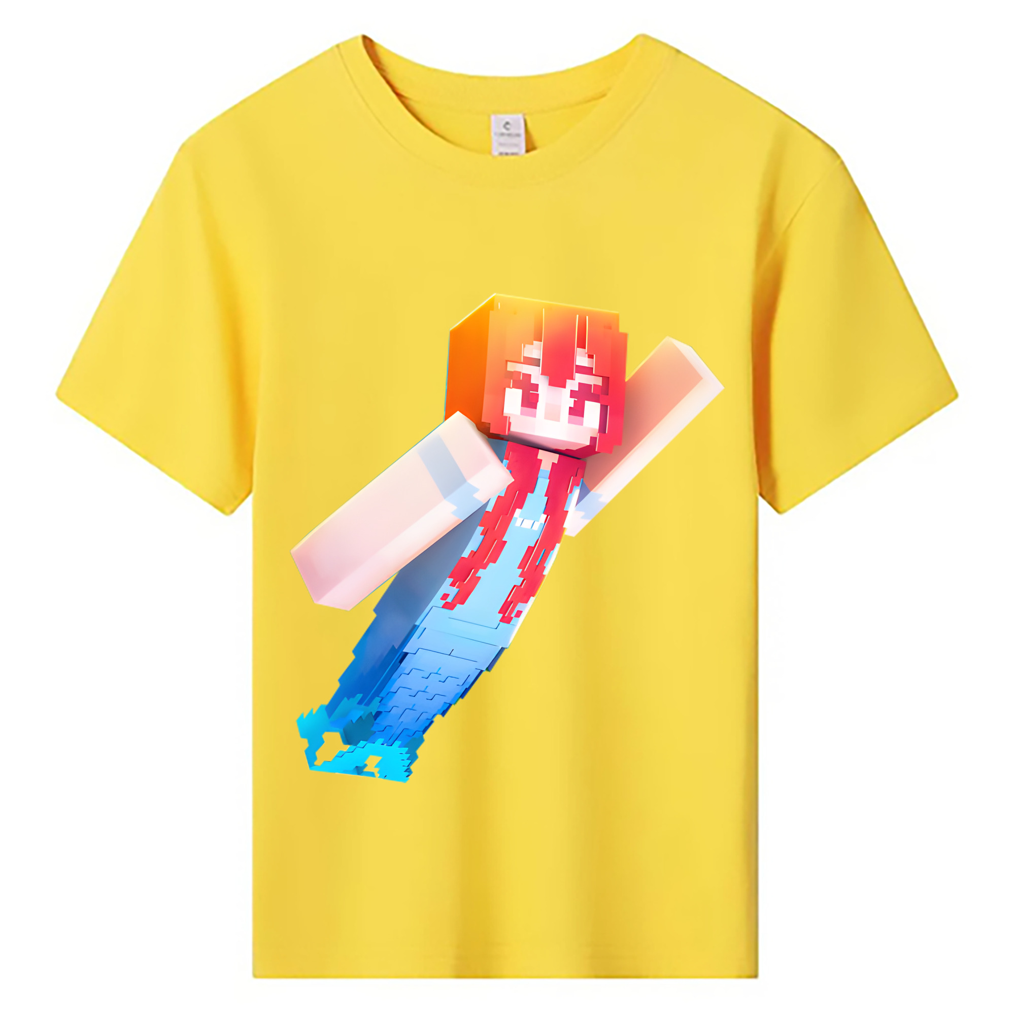 （画像用） マインクラフト ブロックの世界 Minecraft MC Block world 綿100％キッズTシャツ（フロントプリント）