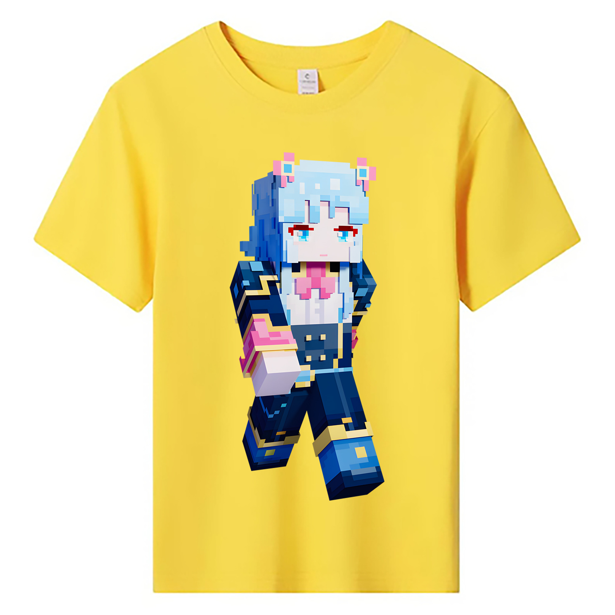 （画像用） マインクラフト ブロックの世界 Minecraft MC Block world 綿100％キッズTシャツ（フロントプリント）