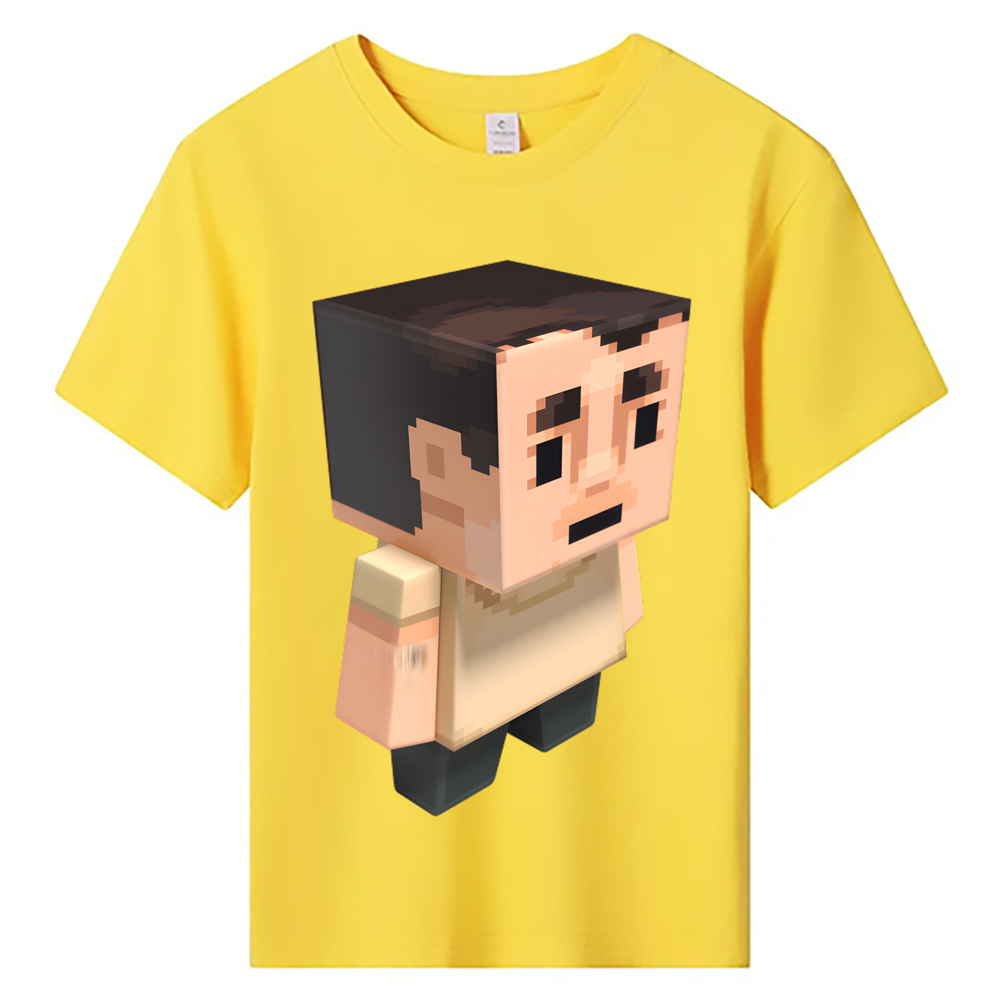 （画像用） マインクラフト ブロックの世界 Minecraft MC Block world 綿100％キッズTシャツ（フロントプリント）