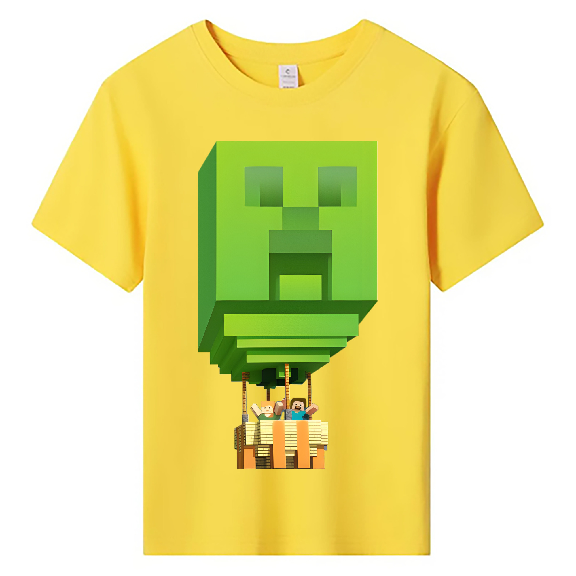 （画像用） マインクラフト ブロックの世界 Minecraft MC Block world 綿100％キッズTシャツ（フロントプリント）