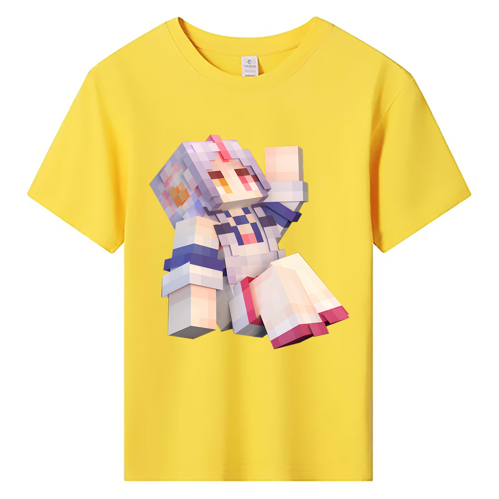 （画像用） マインクラフト ブロックの世界 Minecraft MC Block world 綿100％キッズTシャツ（フロントプリント）