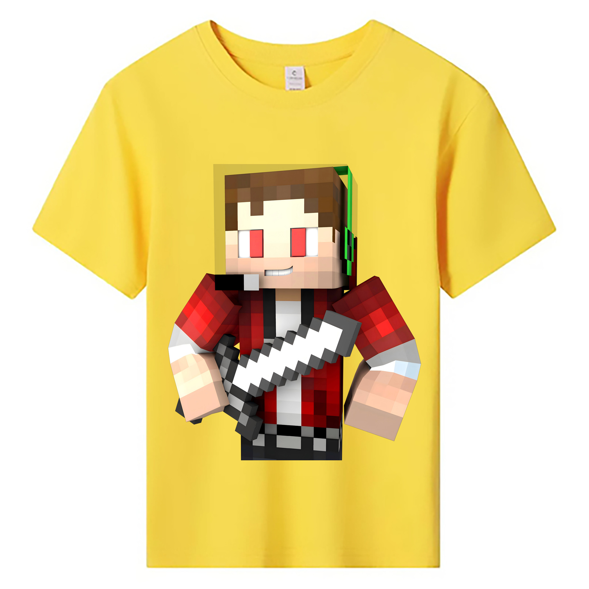 （画像用） マインクラフト ブロックの世界 Minecraft MC Block world 綿100％キッズTシャツ（フロントプリント）