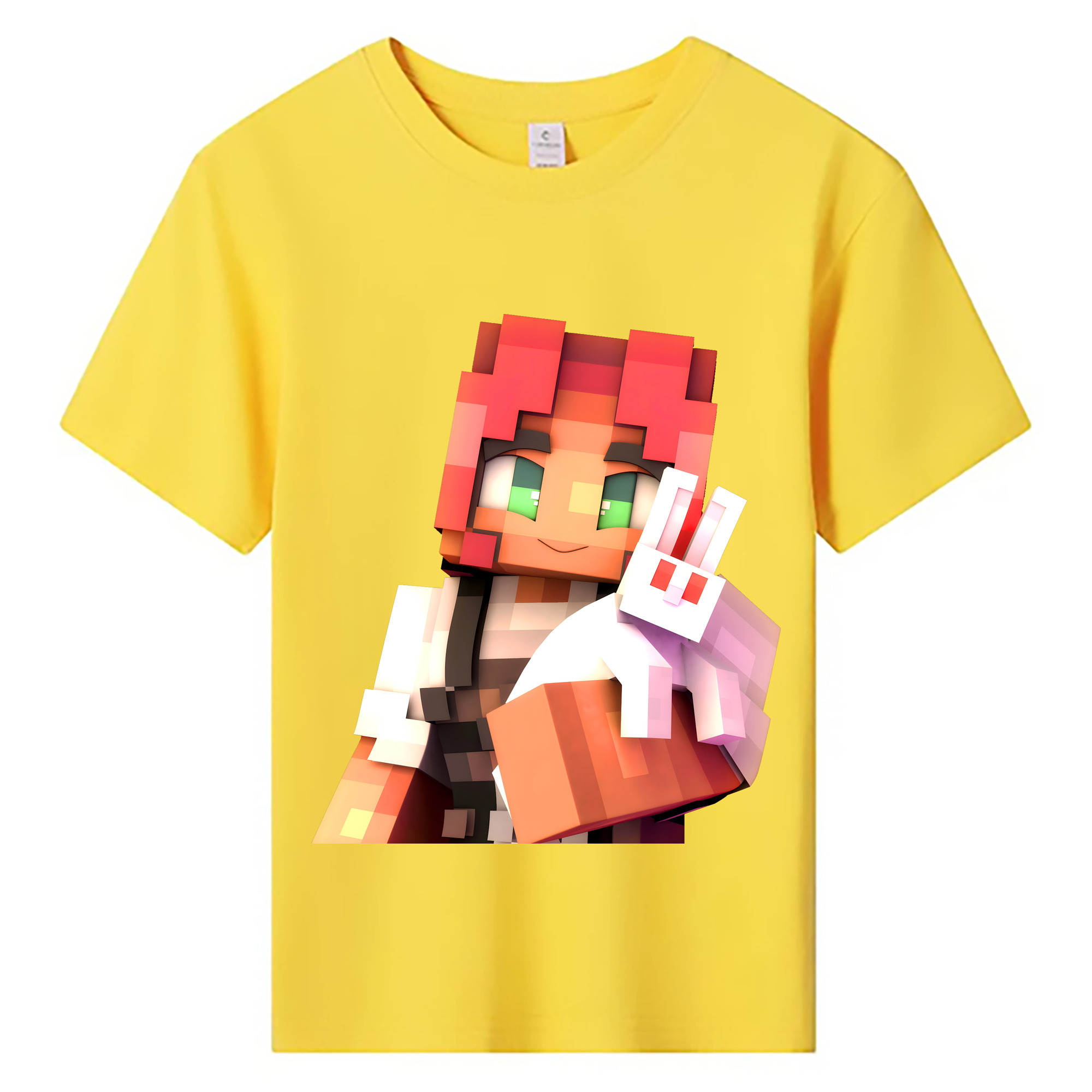 （画像用） マインクラフト ブロックの世界 Minecraft MC Block world 綿100％キッズTシャツ（フロントプリント）