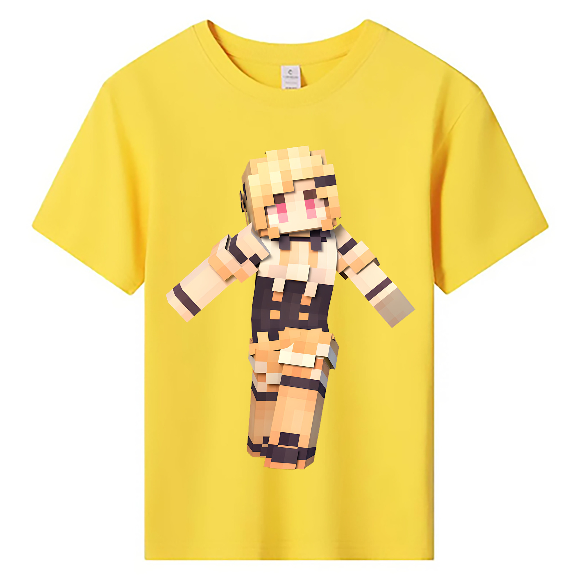 （画像用） マインクラフト ブロックの世界 Minecraft MC Block world 綿100％キッズTシャツ（フロントプリント）