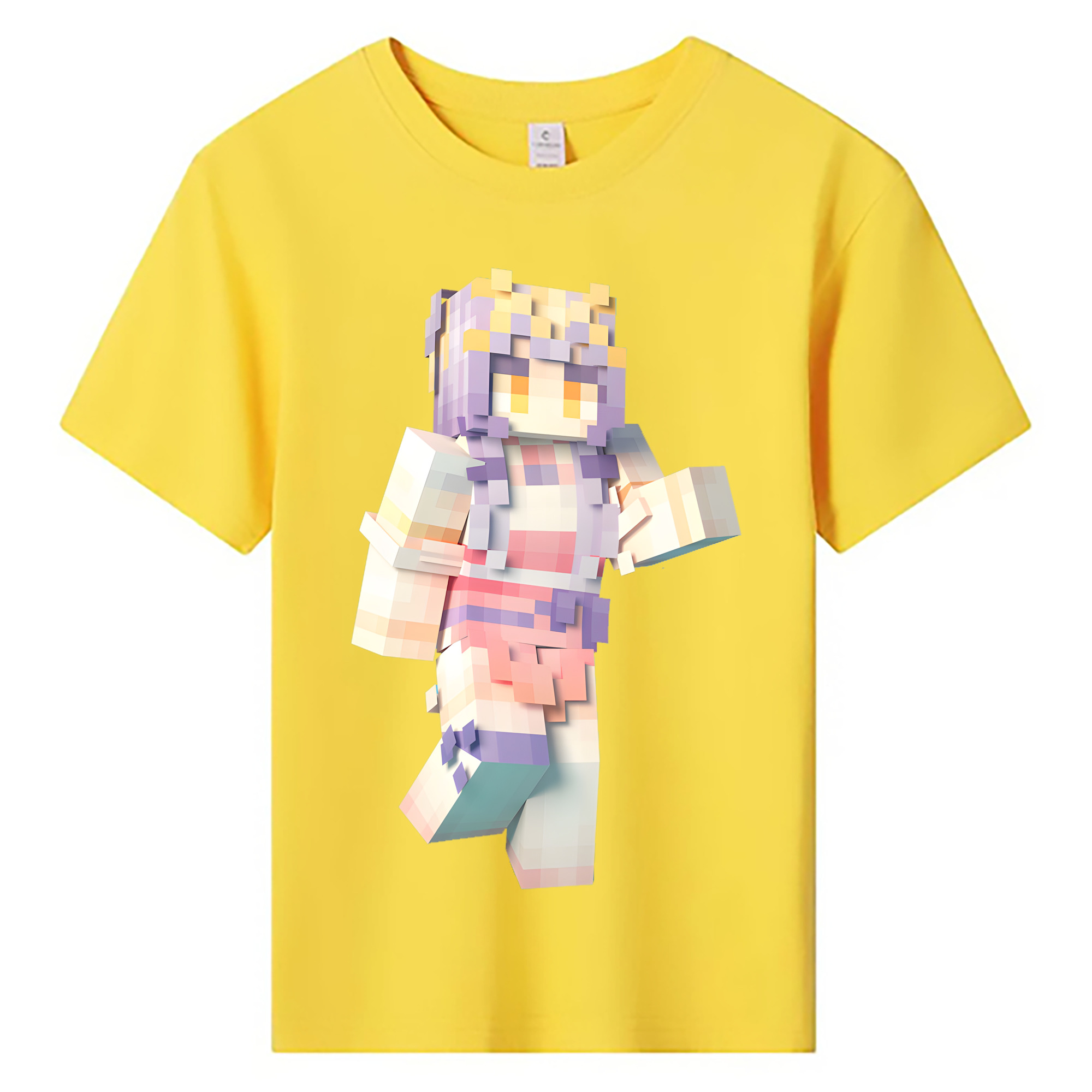 （画像用） マインクラフト ブロックの世界 Minecraft MC Block world 綿100％キッズTシャツ（フロントプリント）