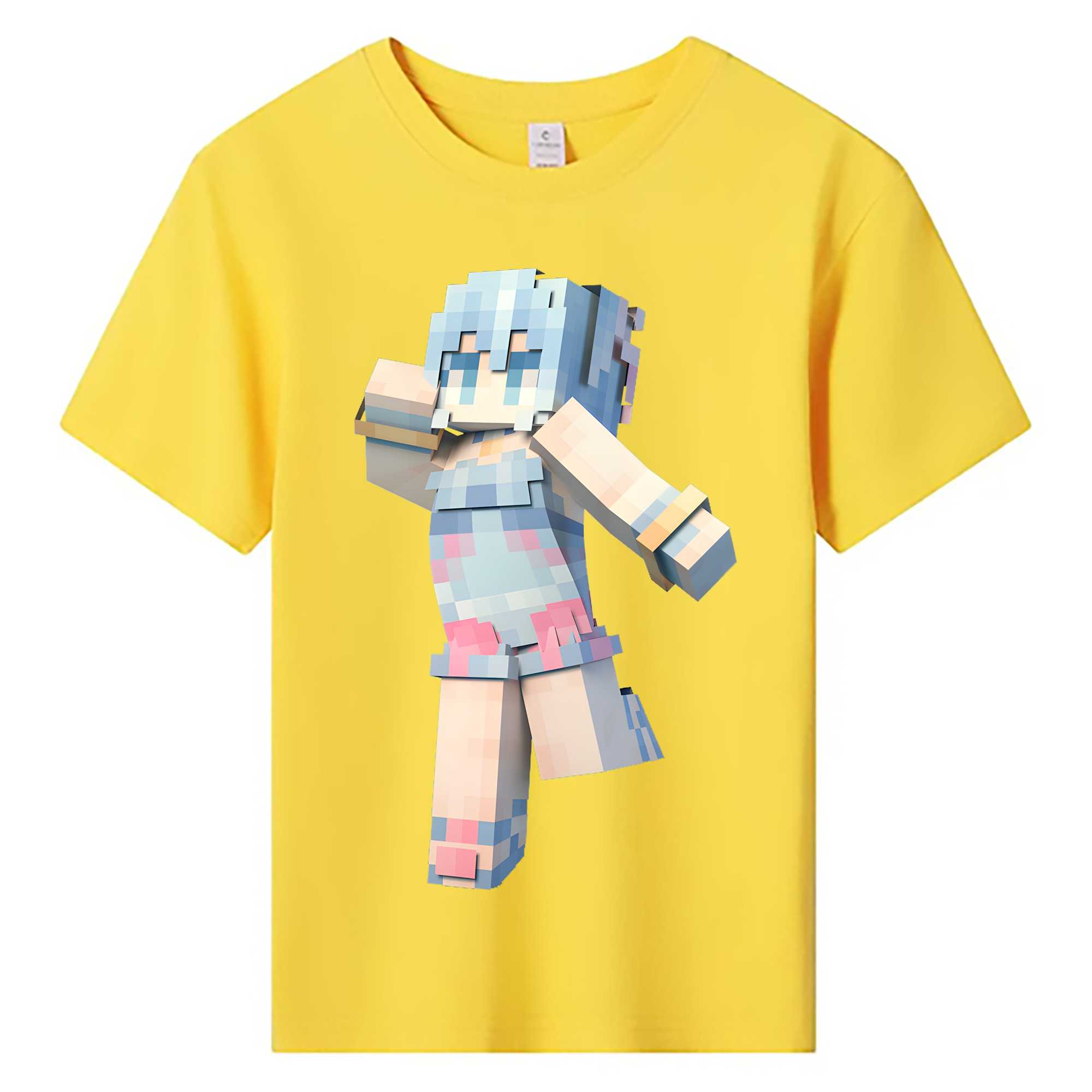 （画像用） マインクラフト ブロックの世界 Minecraft MC Block world 綿100％キッズTシャツ（フロントプリント）