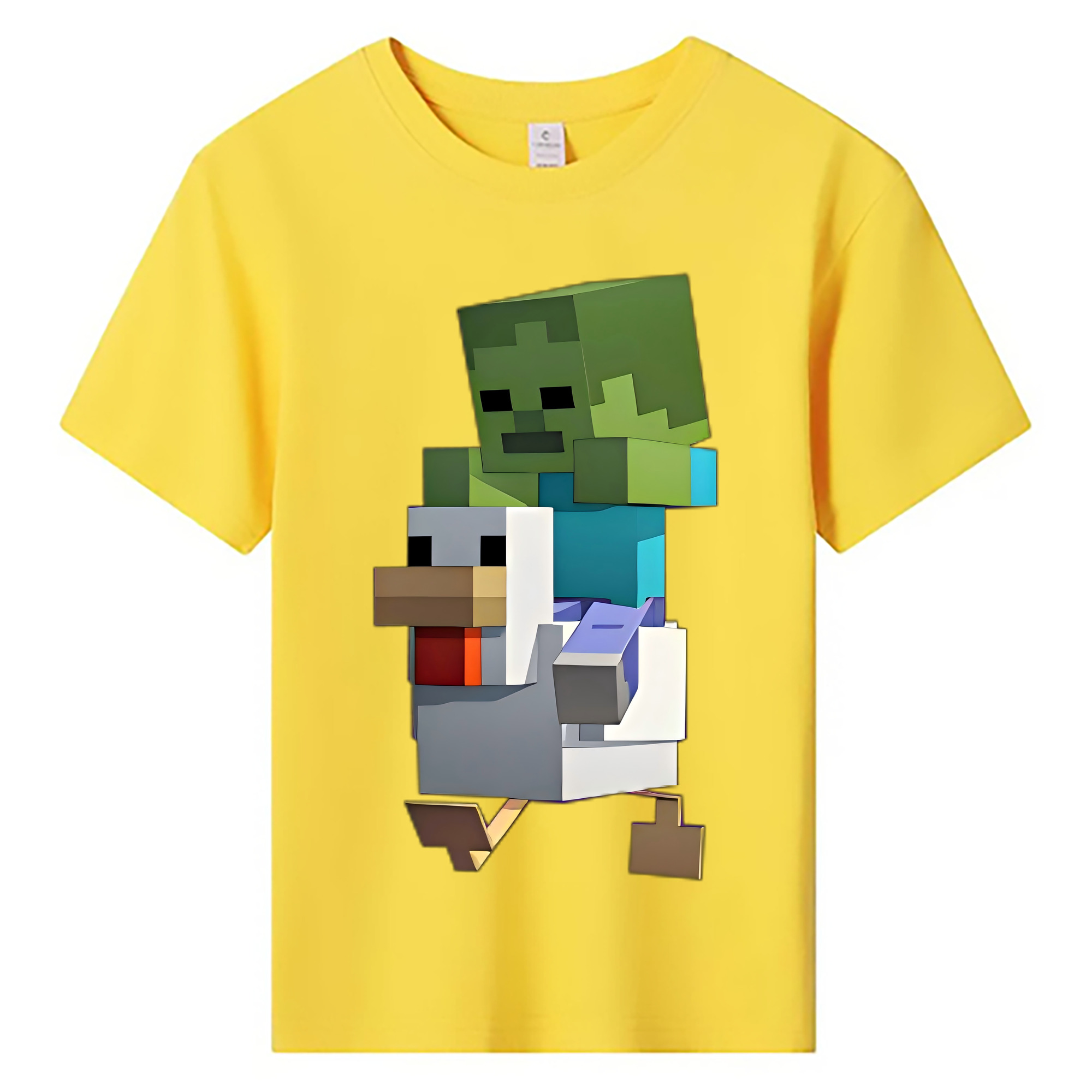 （画像用） マインクラフト ブロックの世界 Minecraft MC Block world 綿100％キッズTシャツ（フロントプリント）