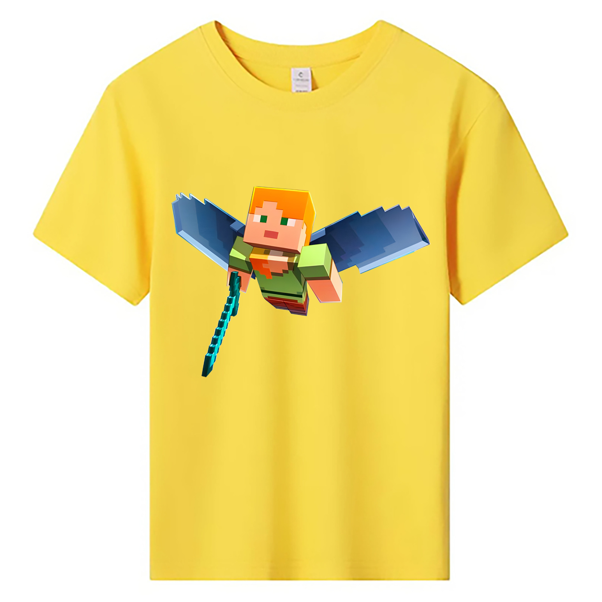（画像用） マインクラフト ブロックの世界 Minecraft MC Block world 綿100％キッズTシャツ（フロントプリント）