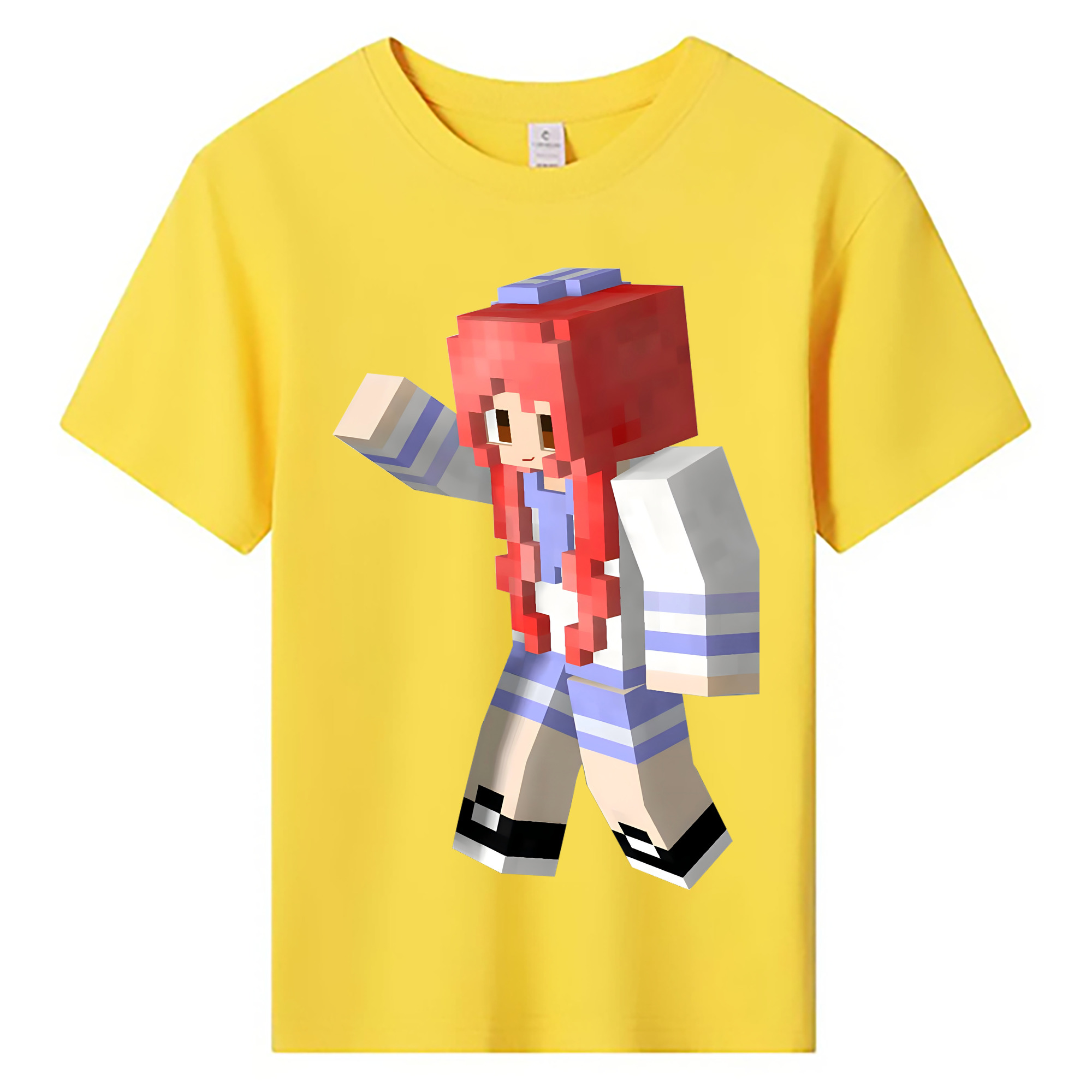 （画像用） マインクラフト ブロックの世界 Minecraft MC Block world 綿100％キッズTシャツ（フロントプリント）