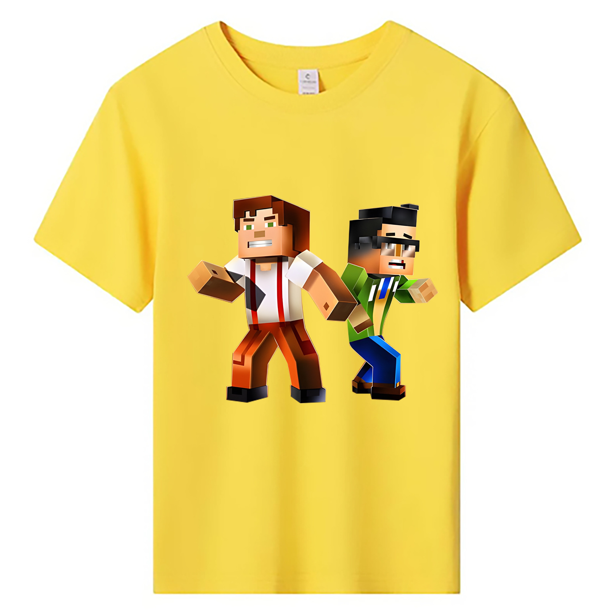 （画像用） マインクラフト ブロックの世界 Minecraft MC Block world 綿100％キッズTシャツ（フロントプリント）