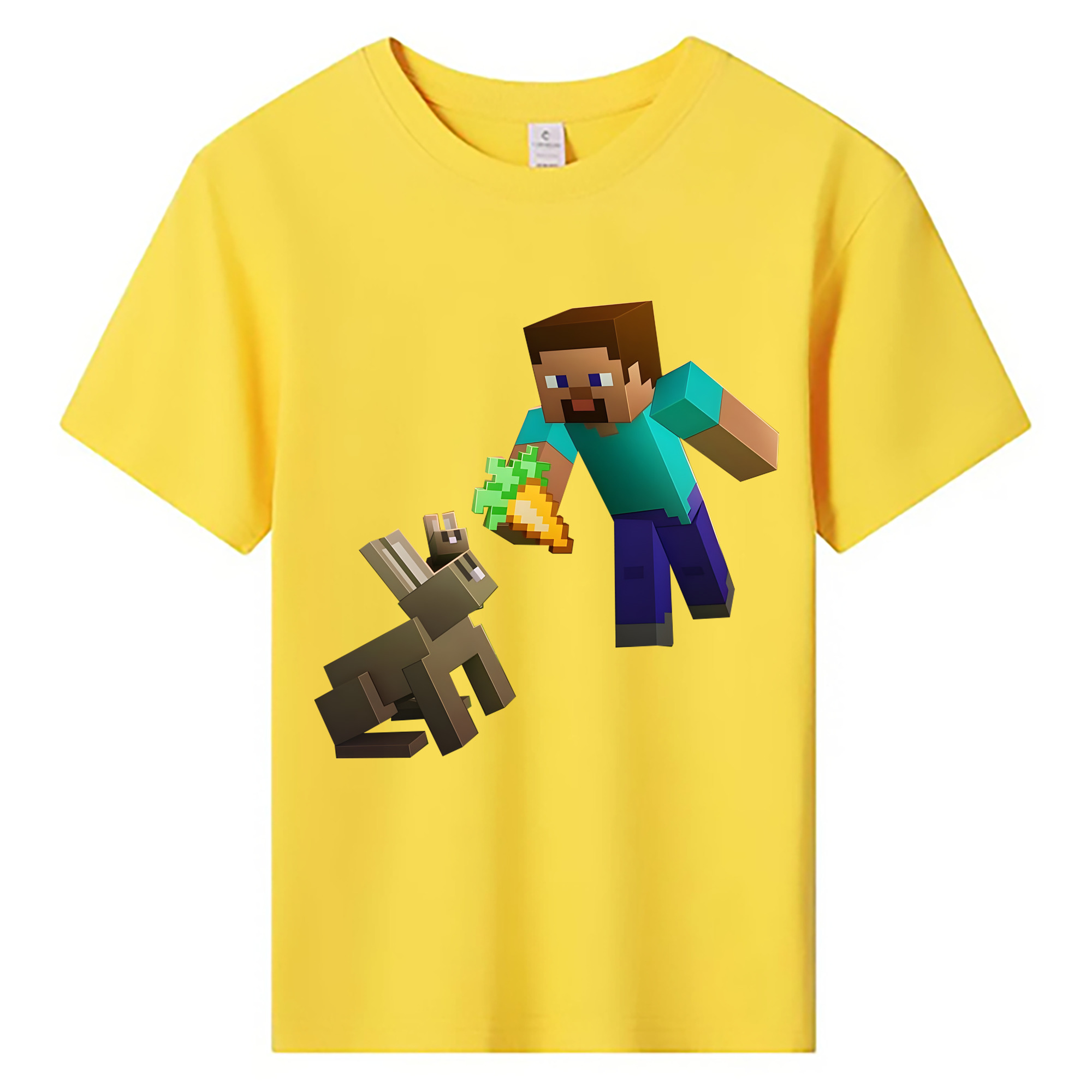 （画像用） マインクラフト ブロックの世界 Minecraft MC Block world 綿100％キッズTシャツ（フロントプリント）