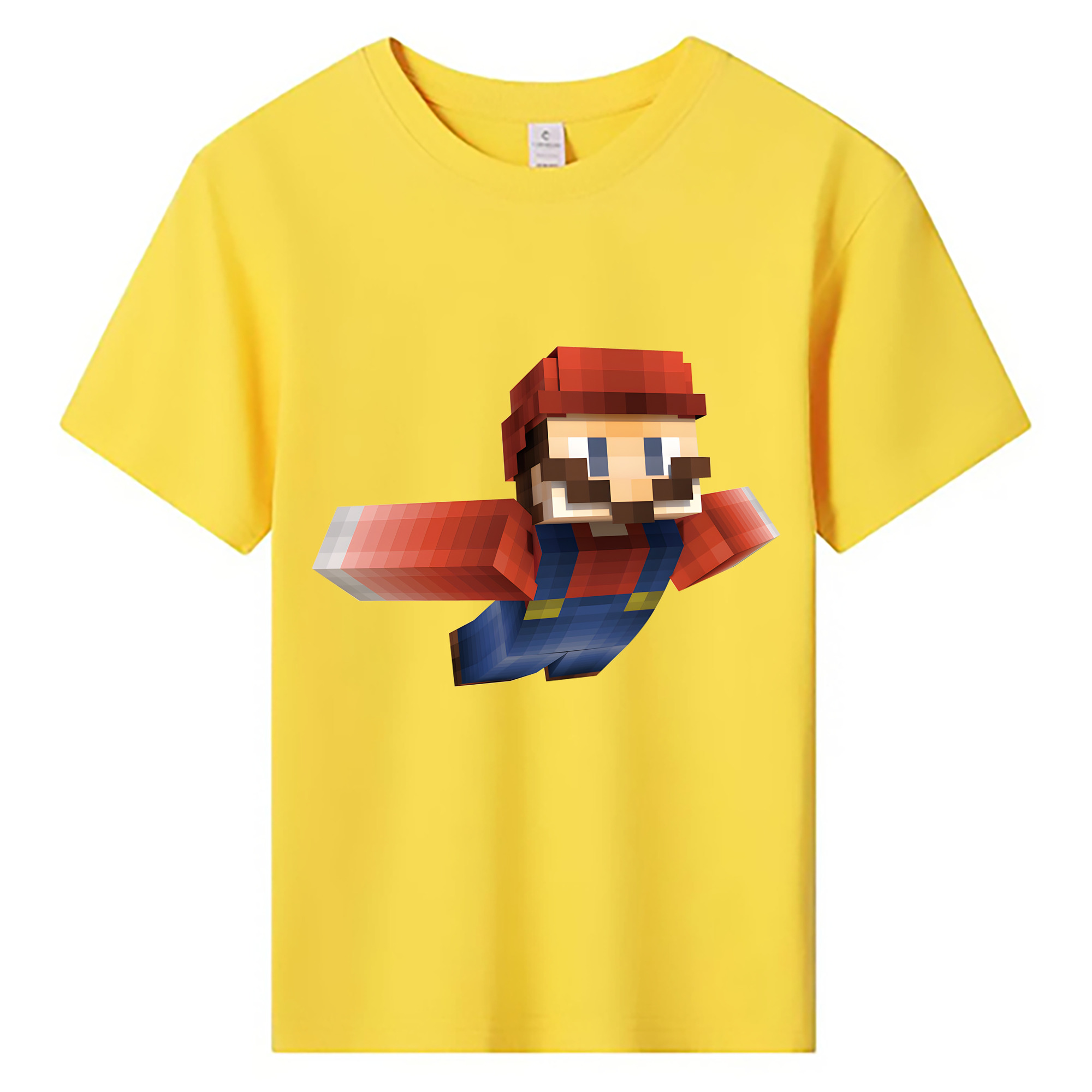 （画像用） マインクラフト ブロックの世界 Minecraft MC Block world 綿100％キッズTシャツ（フロントプリント）