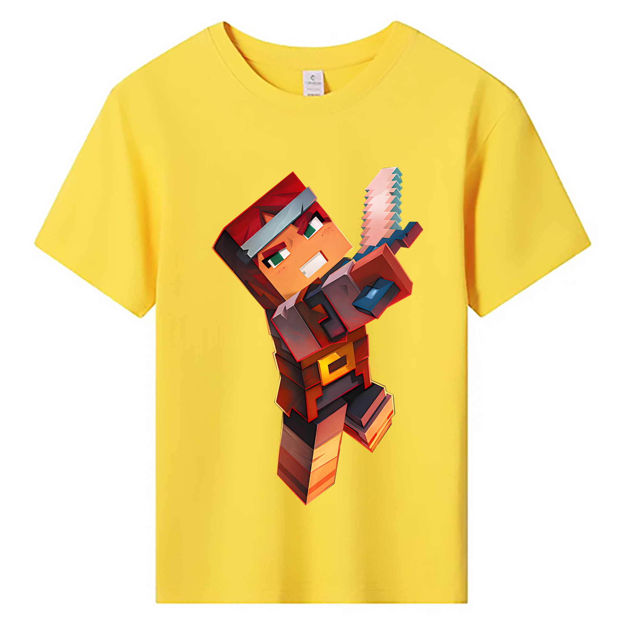 （画像用） マインクラフト ブロックの世界 Minecraft MC Block world 綿100％キッズTシャツ（フロントプリント）