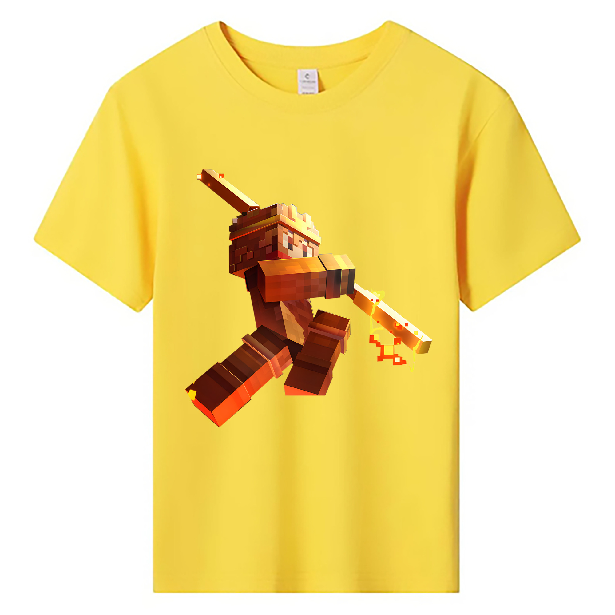 （画像用） マインクラフト ブロックの世界 Minecraft MC Block world 綿100％キッズTシャツ（フロントプリント）