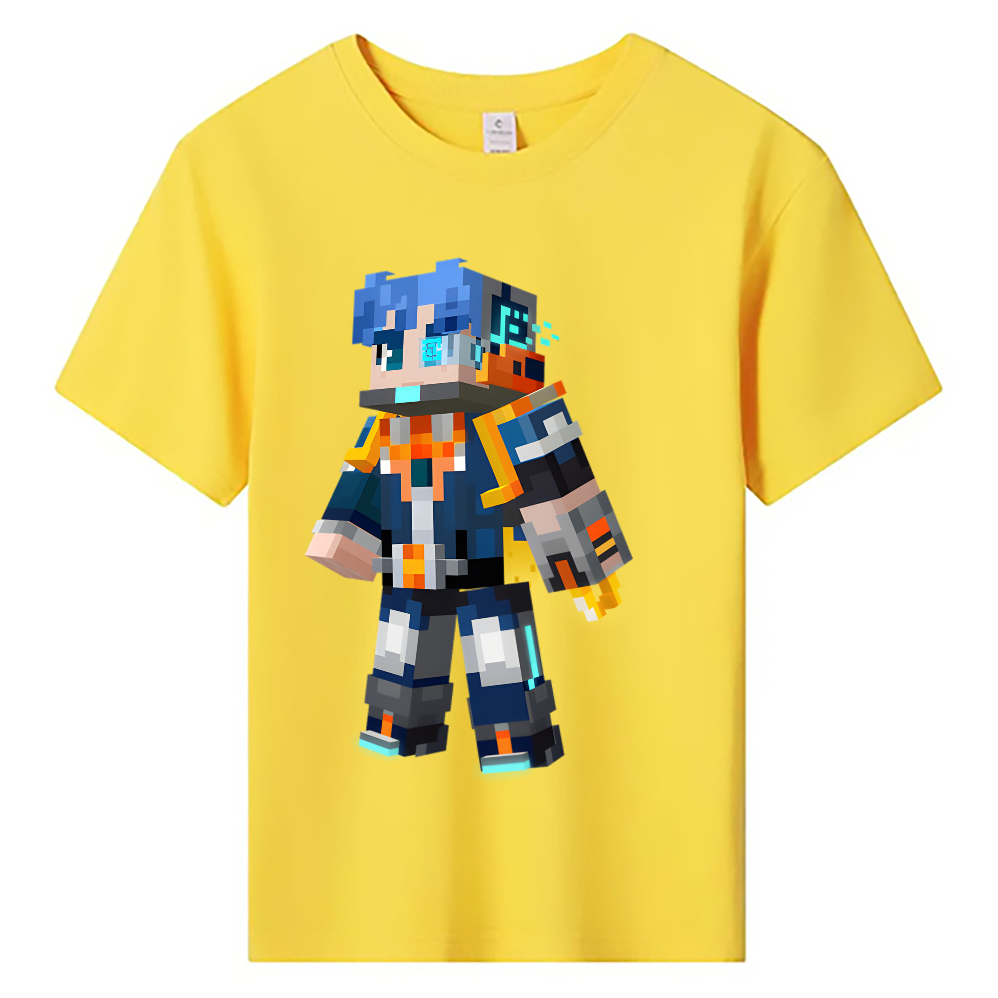 （画像用） マインクラフト ブロックの世界 Minecraft MC Block world 綿100％キッズTシャツ（フロントプリント）