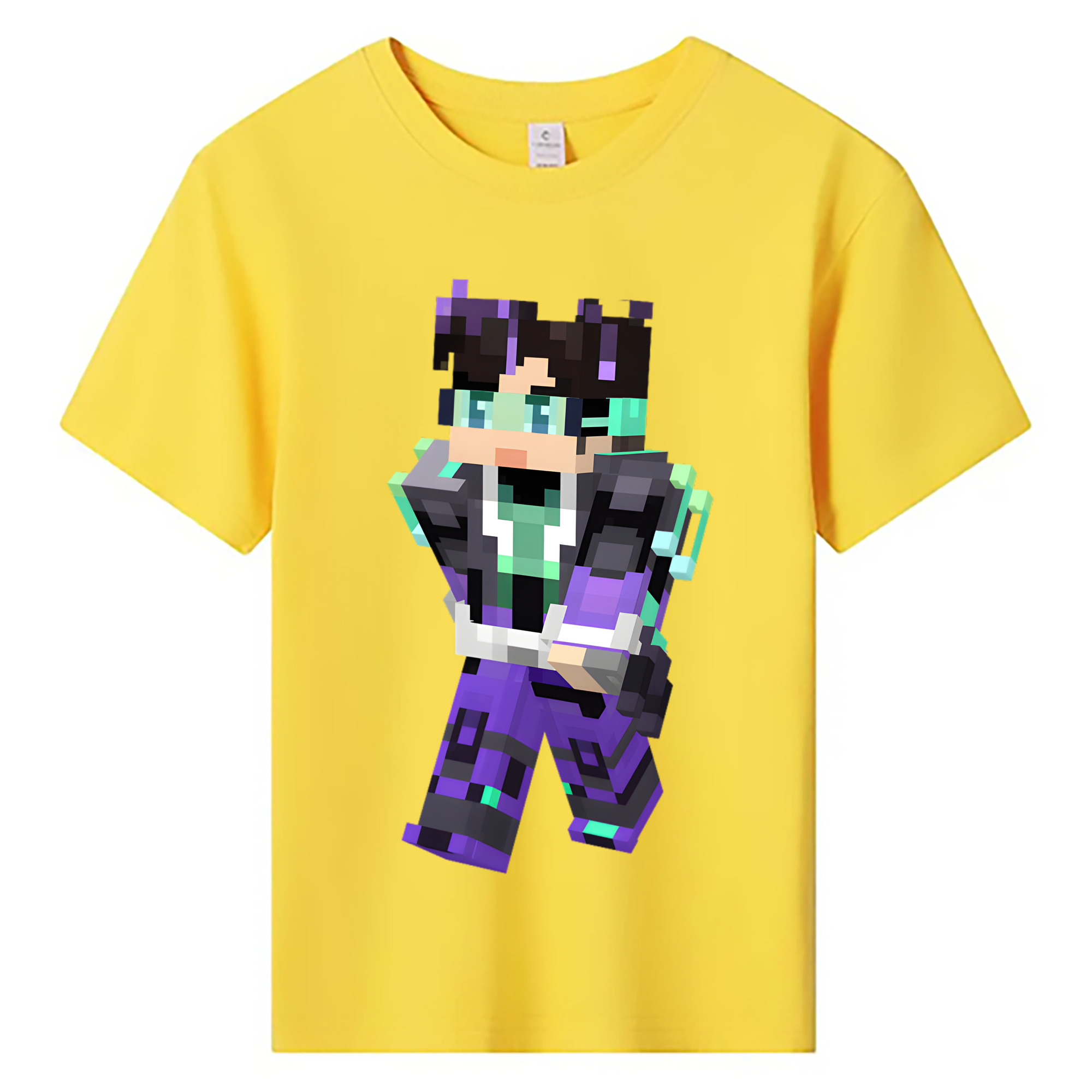 （画像用） マインクラフト ブロックの世界 Minecraft MC Block world 綿100％キッズTシャツ（フロントプリント）