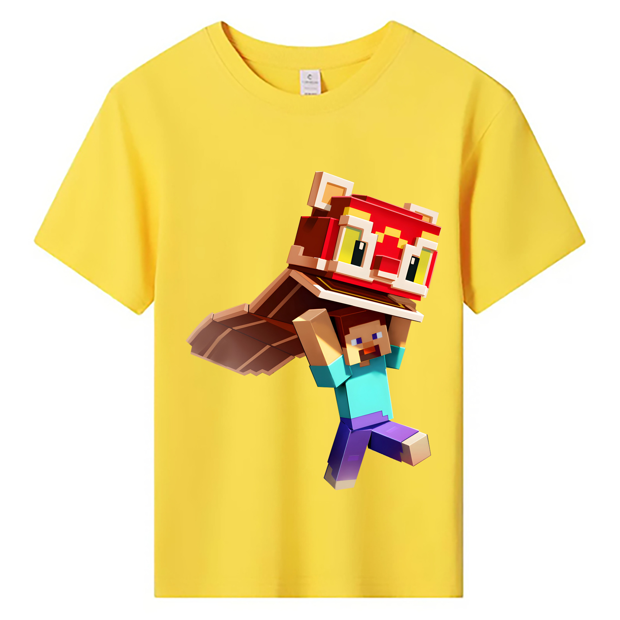 （画像用） マインクラフト ブロックの世界 Minecraft MC Block world 綿100％キッズTシャツ（フロントプリント）