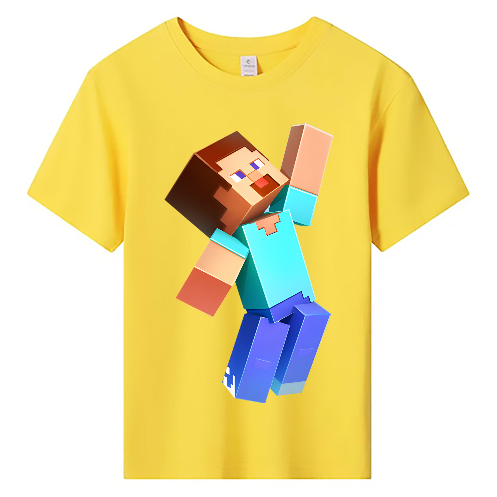 （画像用） マインクラフト ブロックの世界 Minecraft MC Block world 綿100％キッズTシャツ（フロントプリント）