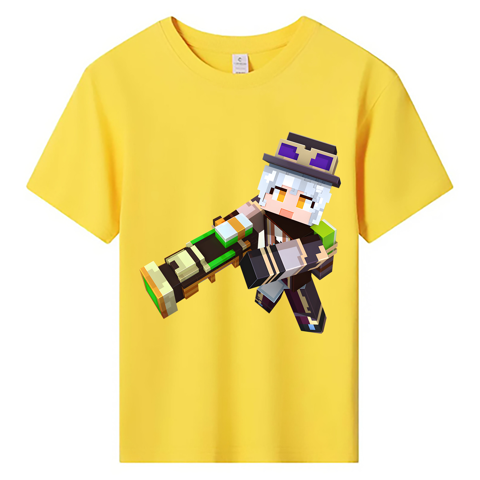 （画像用） マインクラフト ブロックの世界 Minecraft MC Block world 綿100％キッズTシャツ（フロントプリント）