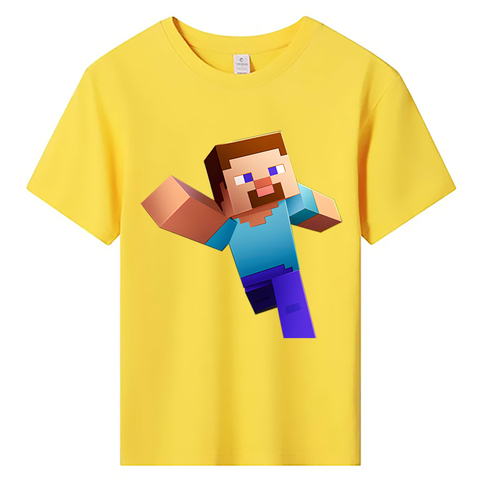 （画像用） マインクラフト ブロックの世界 Minecraft MC Block world 綿100％キッズTシャツ（フロントプリント）