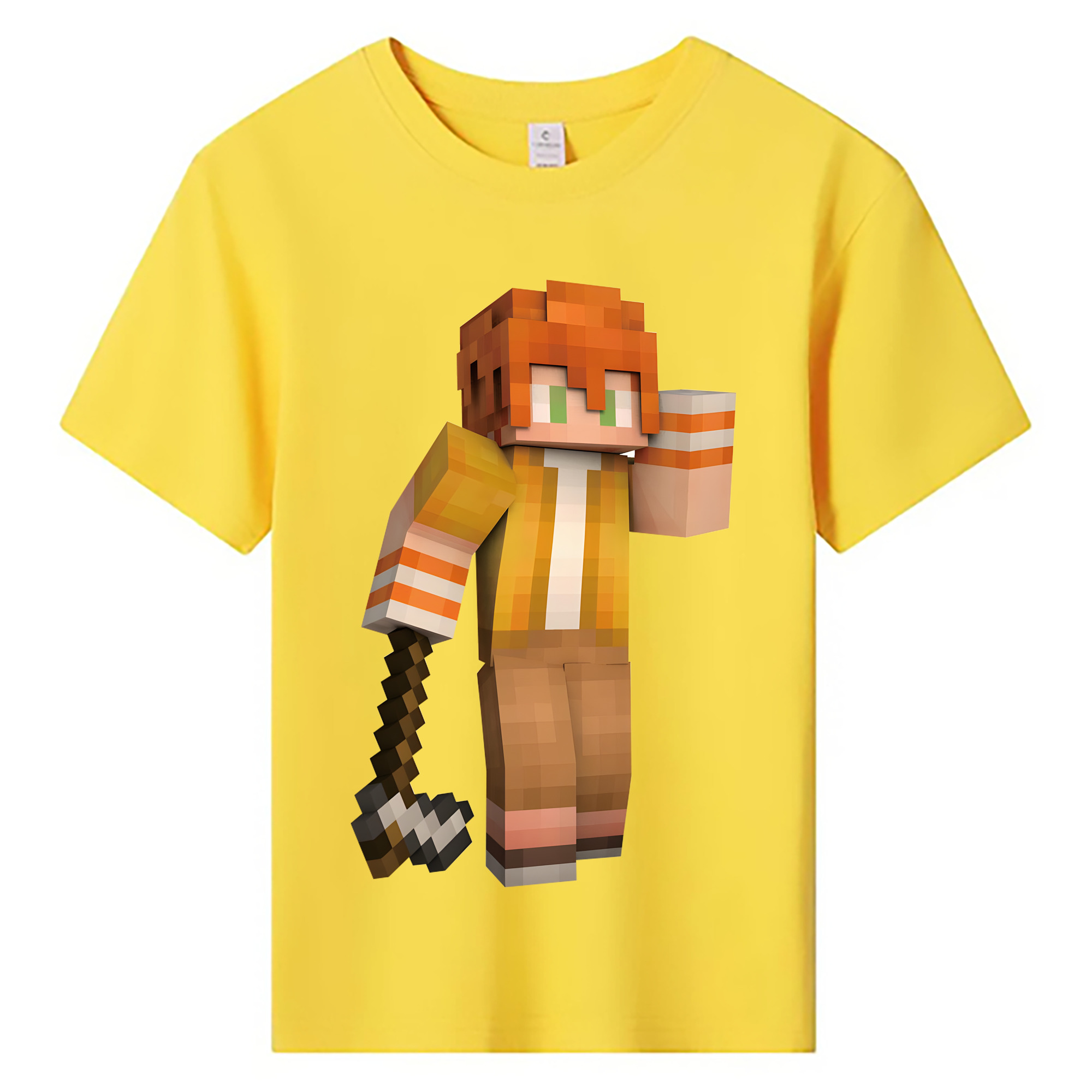 （画像用） マインクラフト ブロックの世界 Minecraft MC Block world 綿100％キッズTシャツ（フロントプリント）