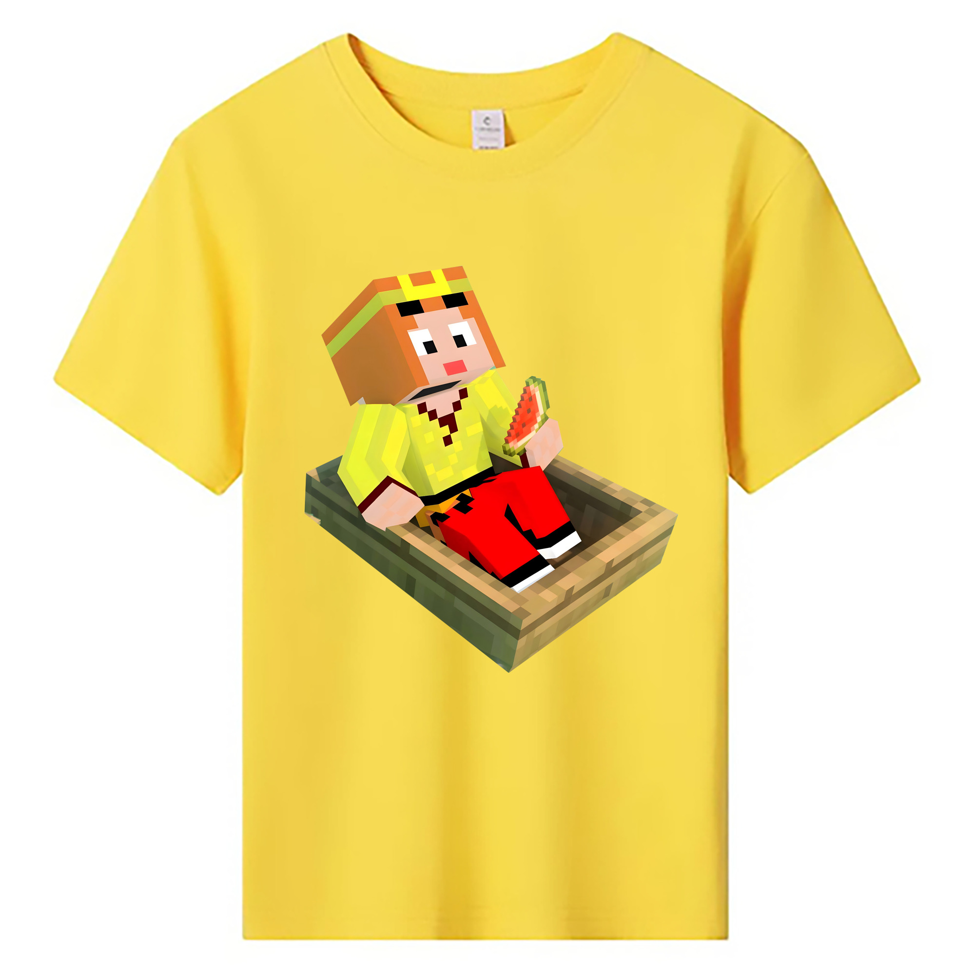 （画像用） マインクラフト ブロックの世界 Minecraft MC Block world 綿100％キッズTシャツ（フロントプリント）