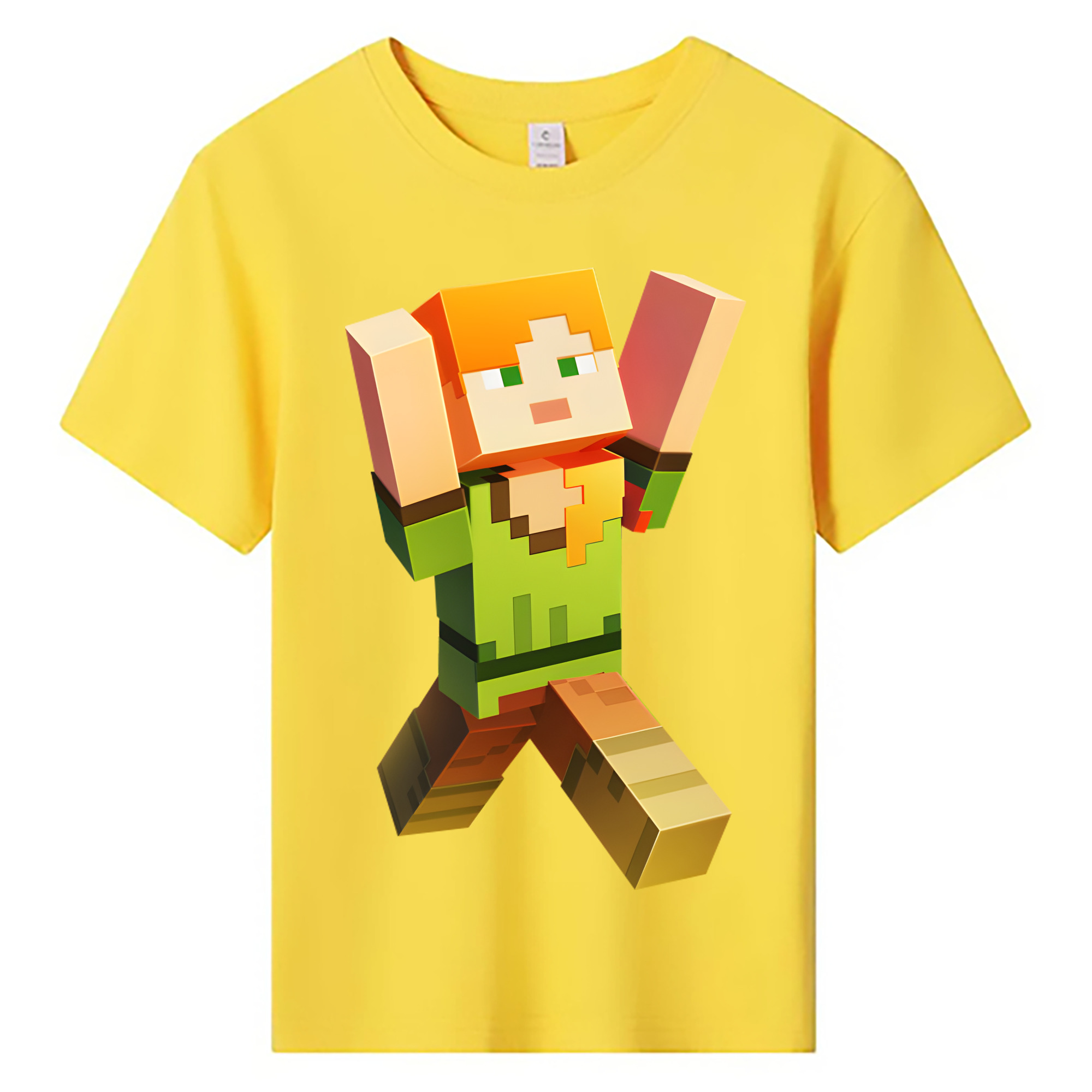 （画像用） マインクラフト ブロックの世界 Minecraft MC Block world 綿100％キッズTシャツ（フロントプリント）