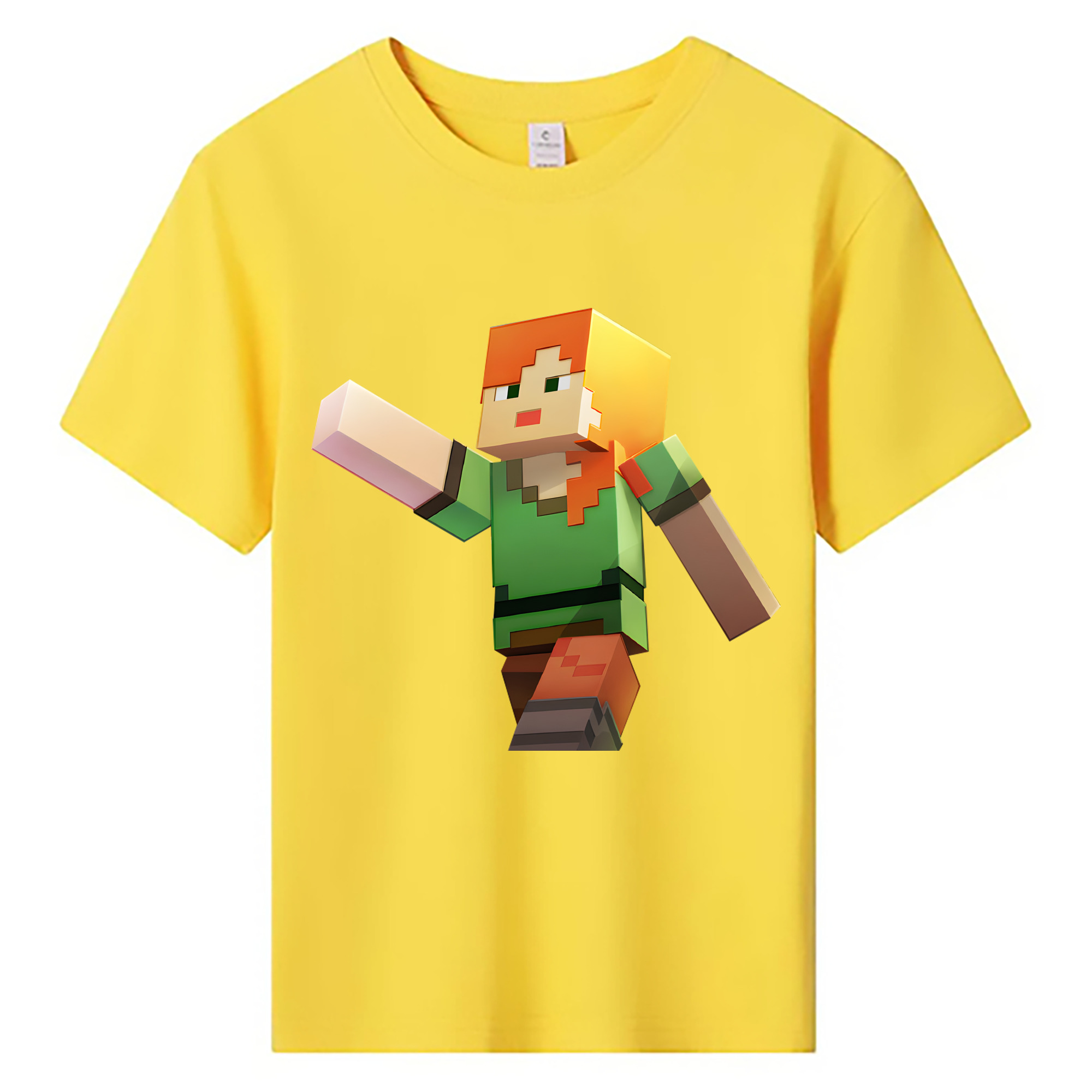 （画像用） マインクラフト ブロックの世界 Minecraft MC Block world 綿100％キッズTシャツ（フロントプリント）