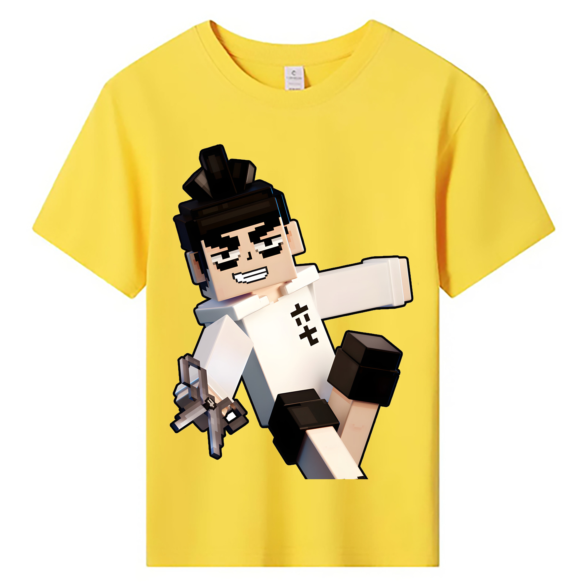 （画像用） マインクラフト ブロックの世界 Minecraft MC Block world 綿100％キッズTシャツ（フロントプリント）