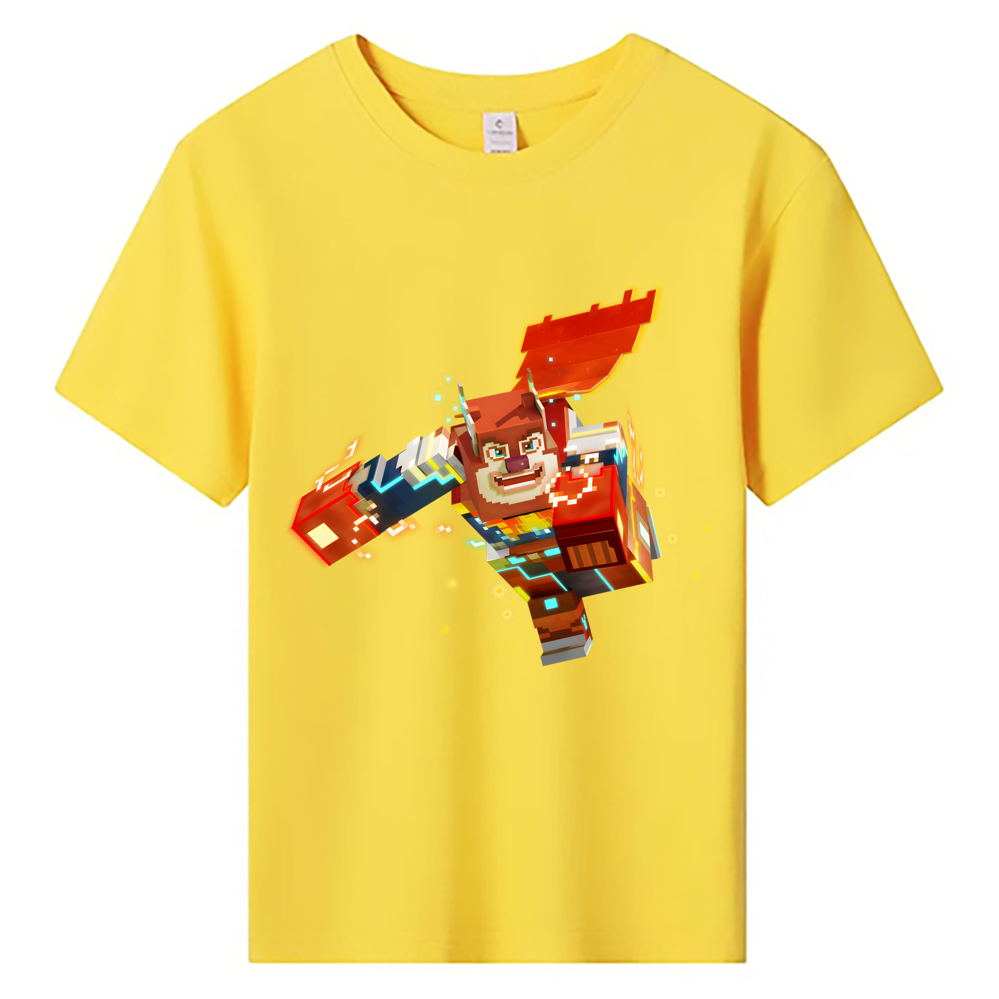 （画像用） マインクラフト ブロックの世界 Minecraft MC Block world 綿100％キッズTシャツ（フロントプリント）
