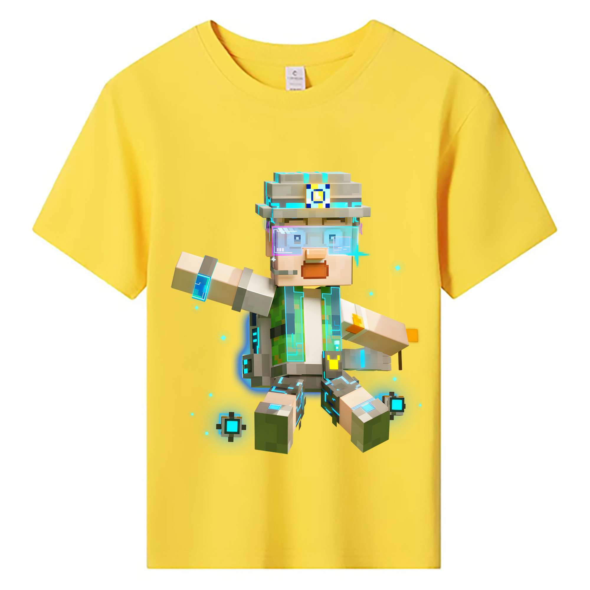 （画像用） マインクラフト ブロックの世界 Minecraft MC Block world 綿100％キッズTシャツ（フロントプリント）