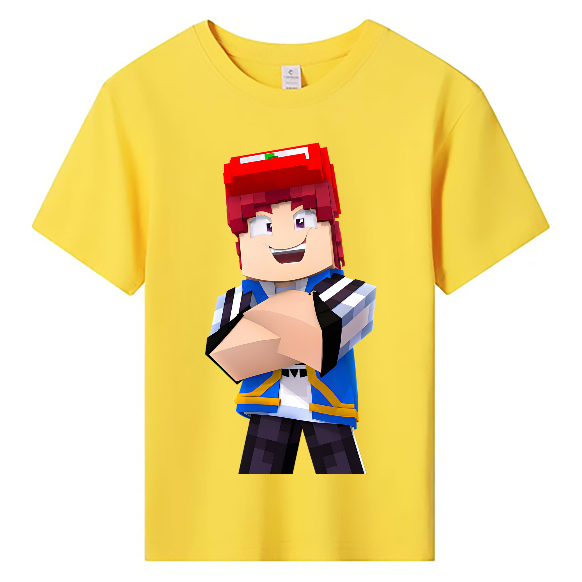 （画像用） マインクラフト ブロックの世界 Minecraft MC Block world 綿100％キッズTシャツ（フロントプリント）